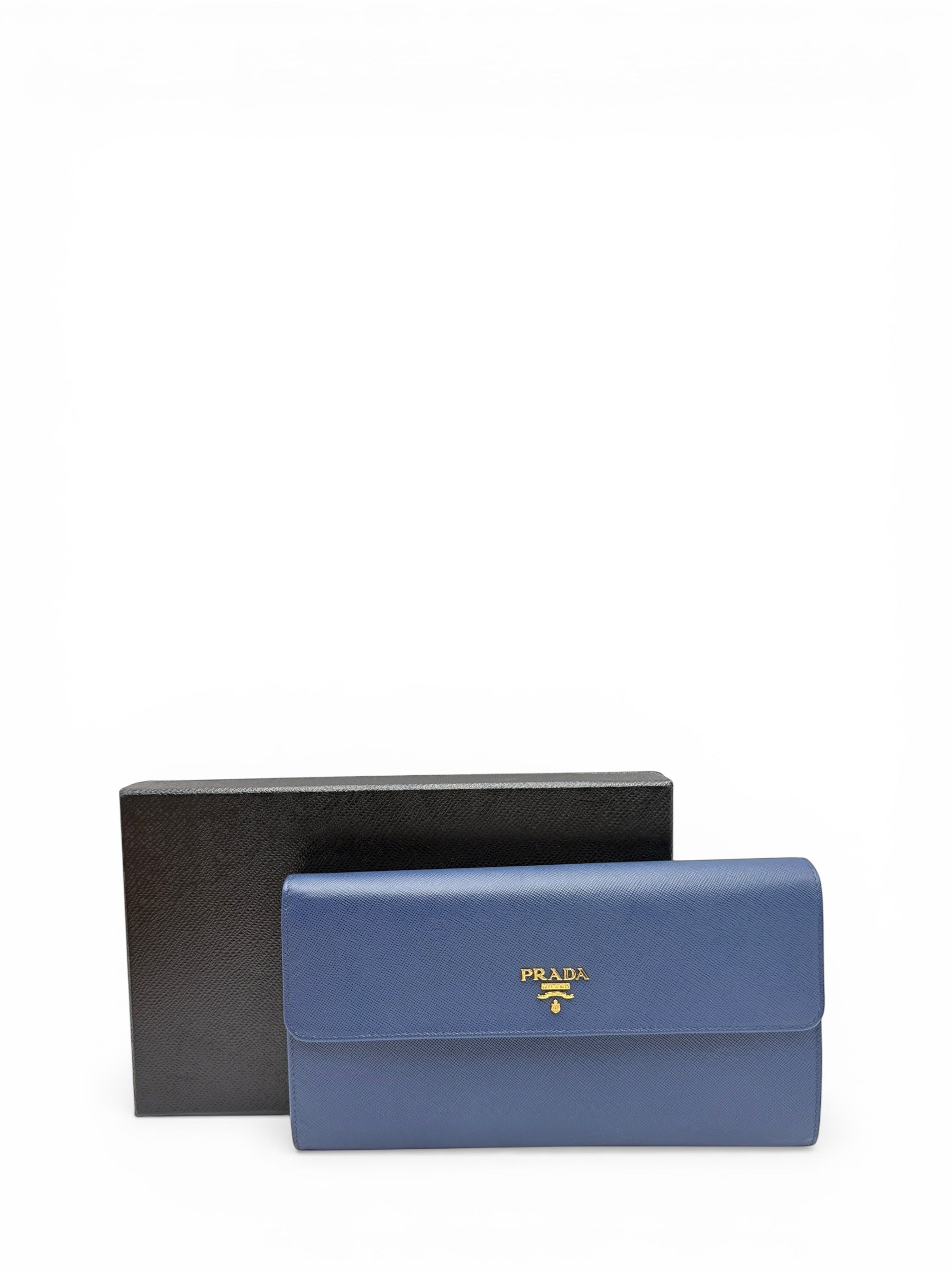 PRADA BLUE SAFFIANO CLUTCH