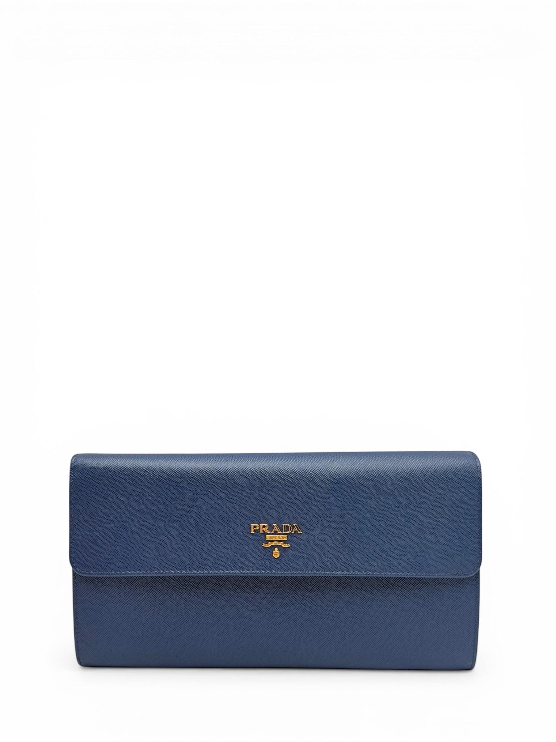 PRADA BLUE SAFFIANO CLUTCH