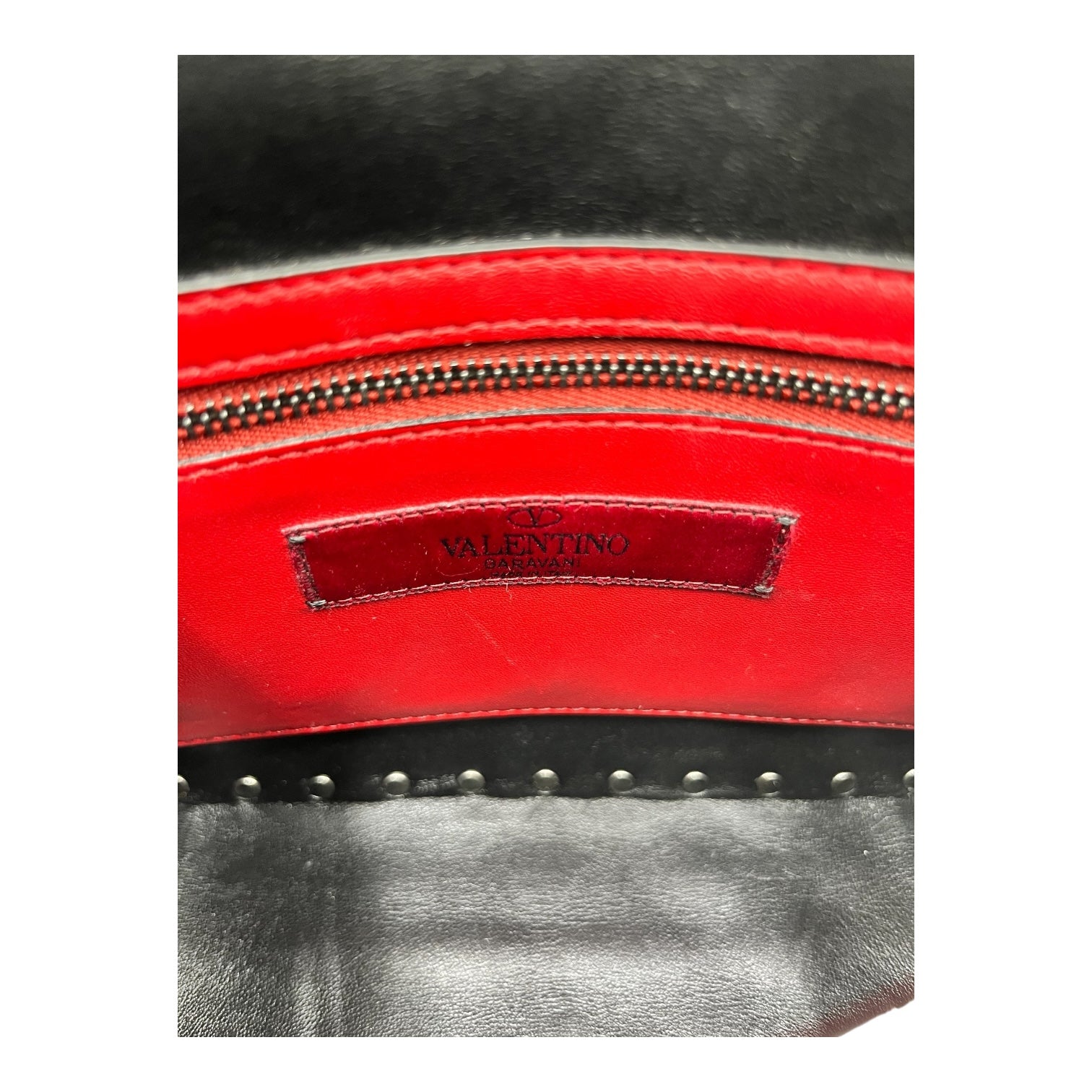 VALENTINO GARAVANI METALLIC PATENT MEDIUM ROCKSTUD SPIKE SHOULDER BAG RUTENIO