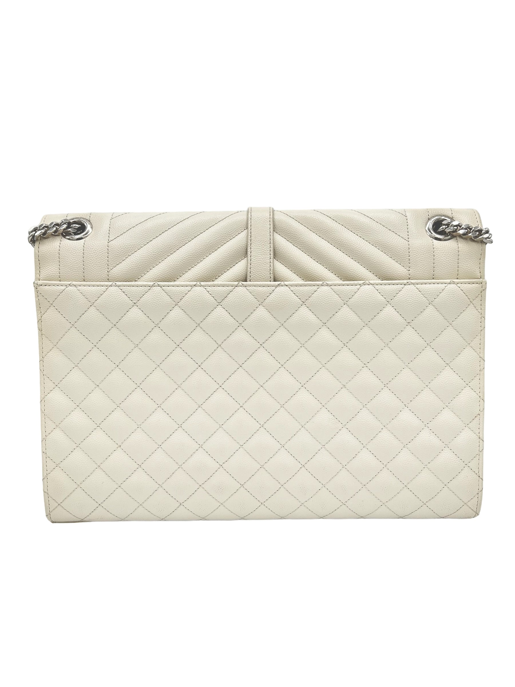 YSL SILVER MONOGRAM BLANC VINTAGE ENVELOPE