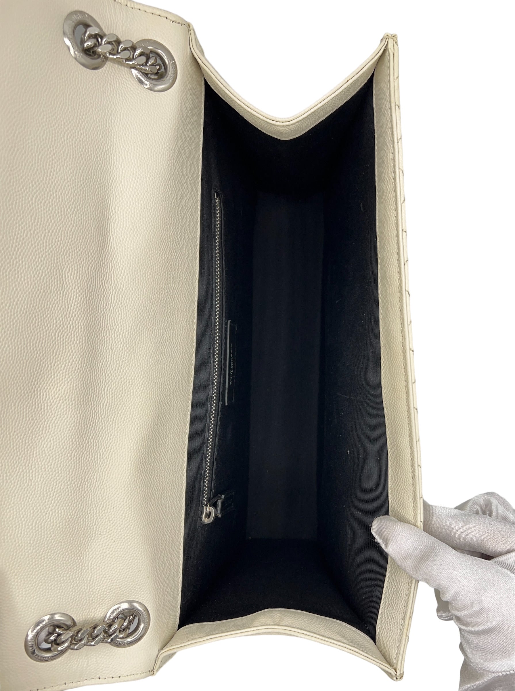 YSL SILVER MONOGRAM BLANC VINTAGE ENVELOPE