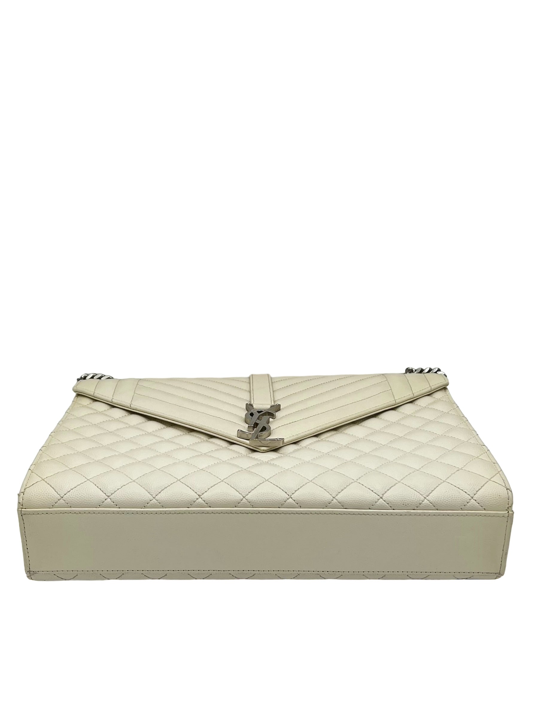 YSL SILVER MONOGRAM BLANC VINTAGE ENVELOPE