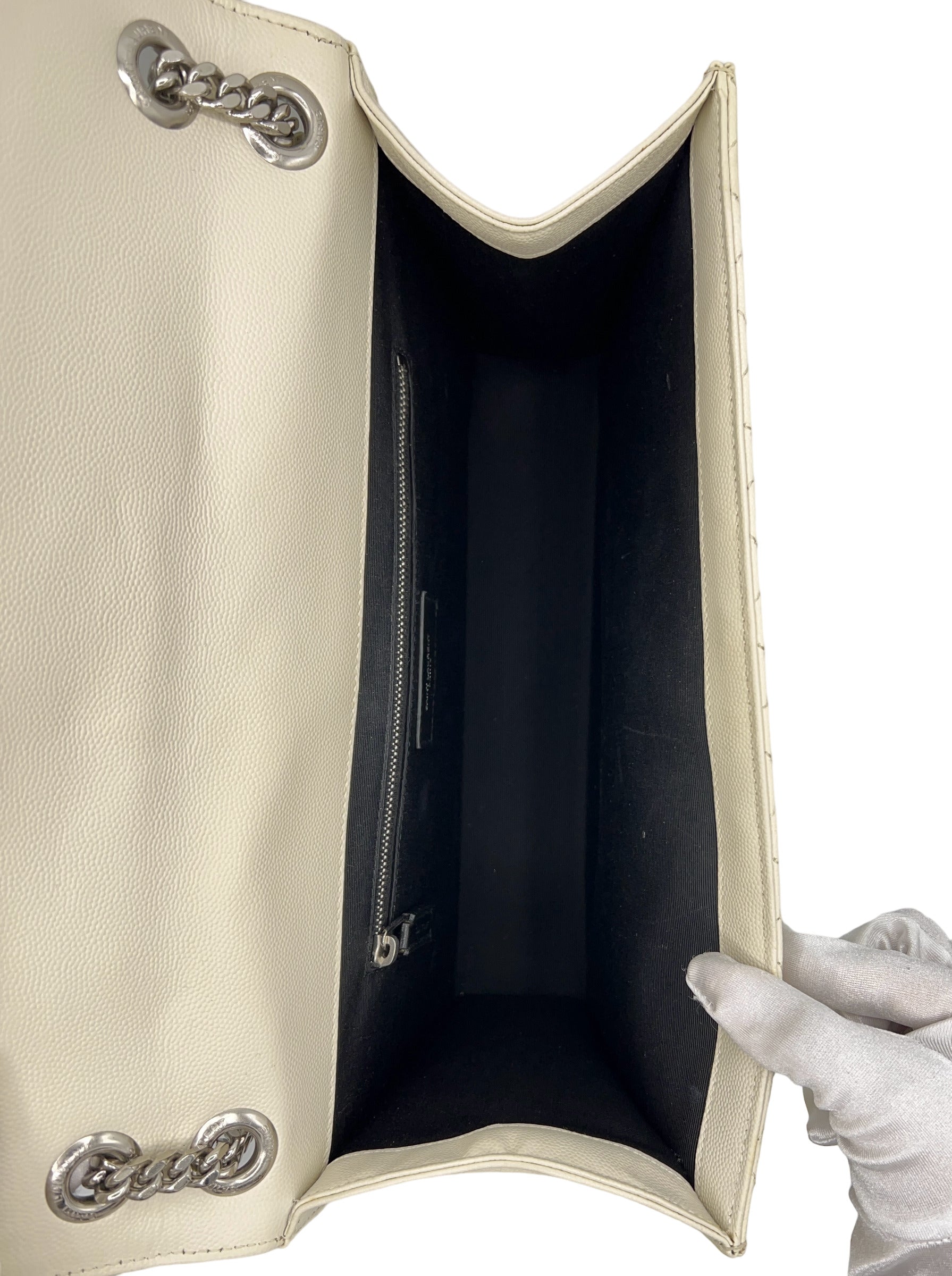 YSL SILVER MONOGRAM BLANC VINTAGE ENVELOPE