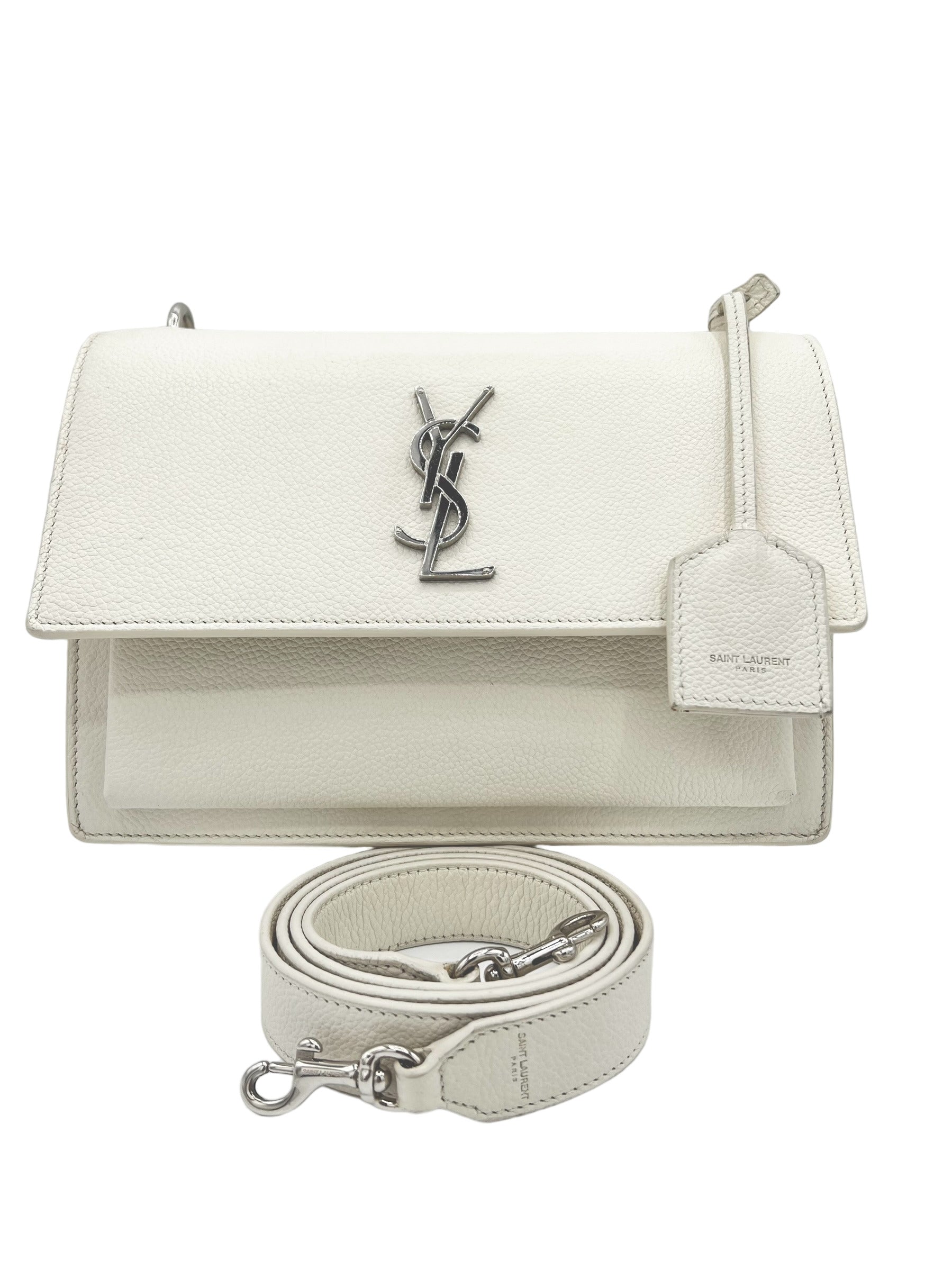 YSL MEDIUM SUNSET CHAIN BAG WHITE