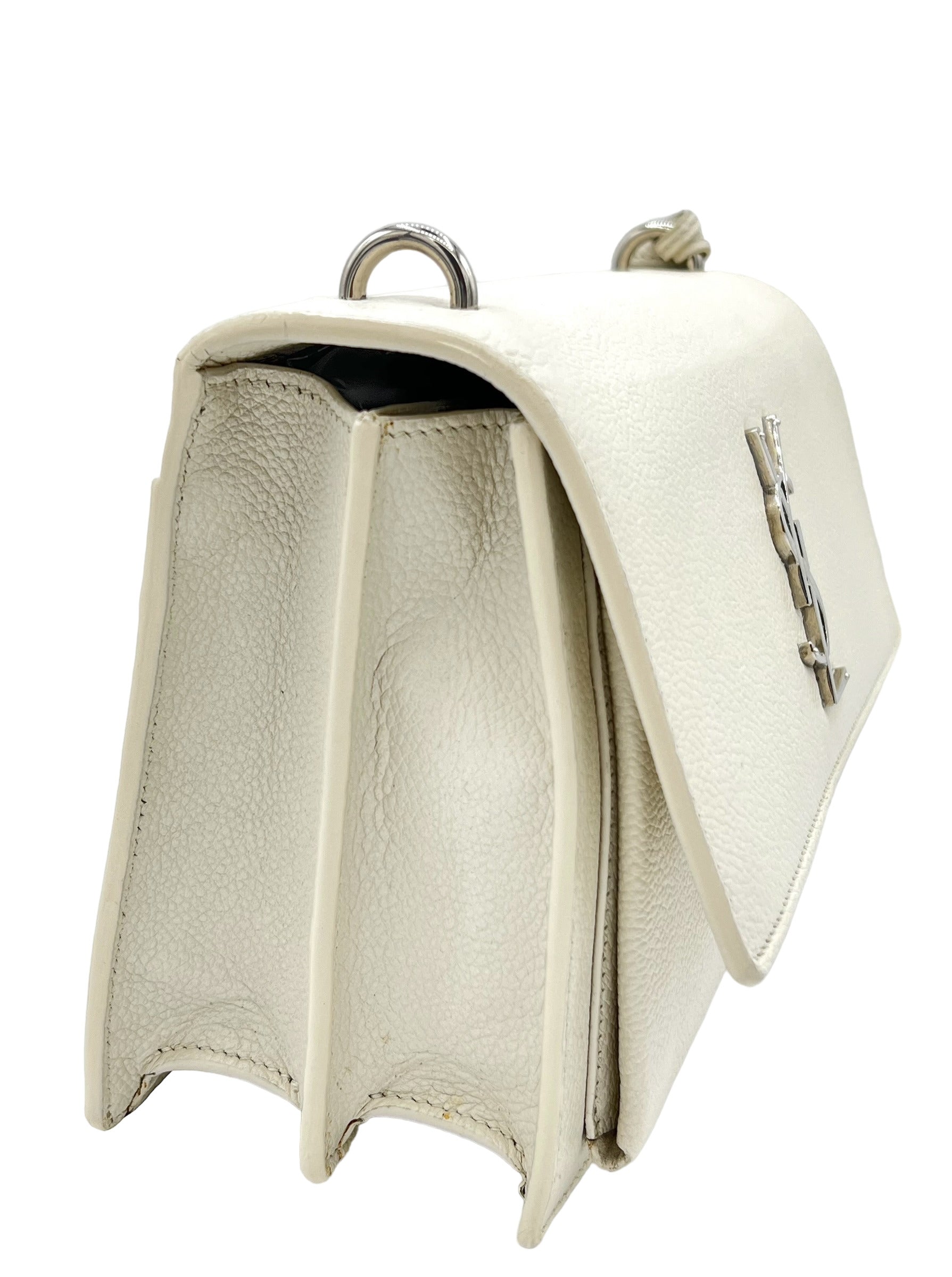 YSL MEDIUM SUNSET CHAIN BAG WHITE