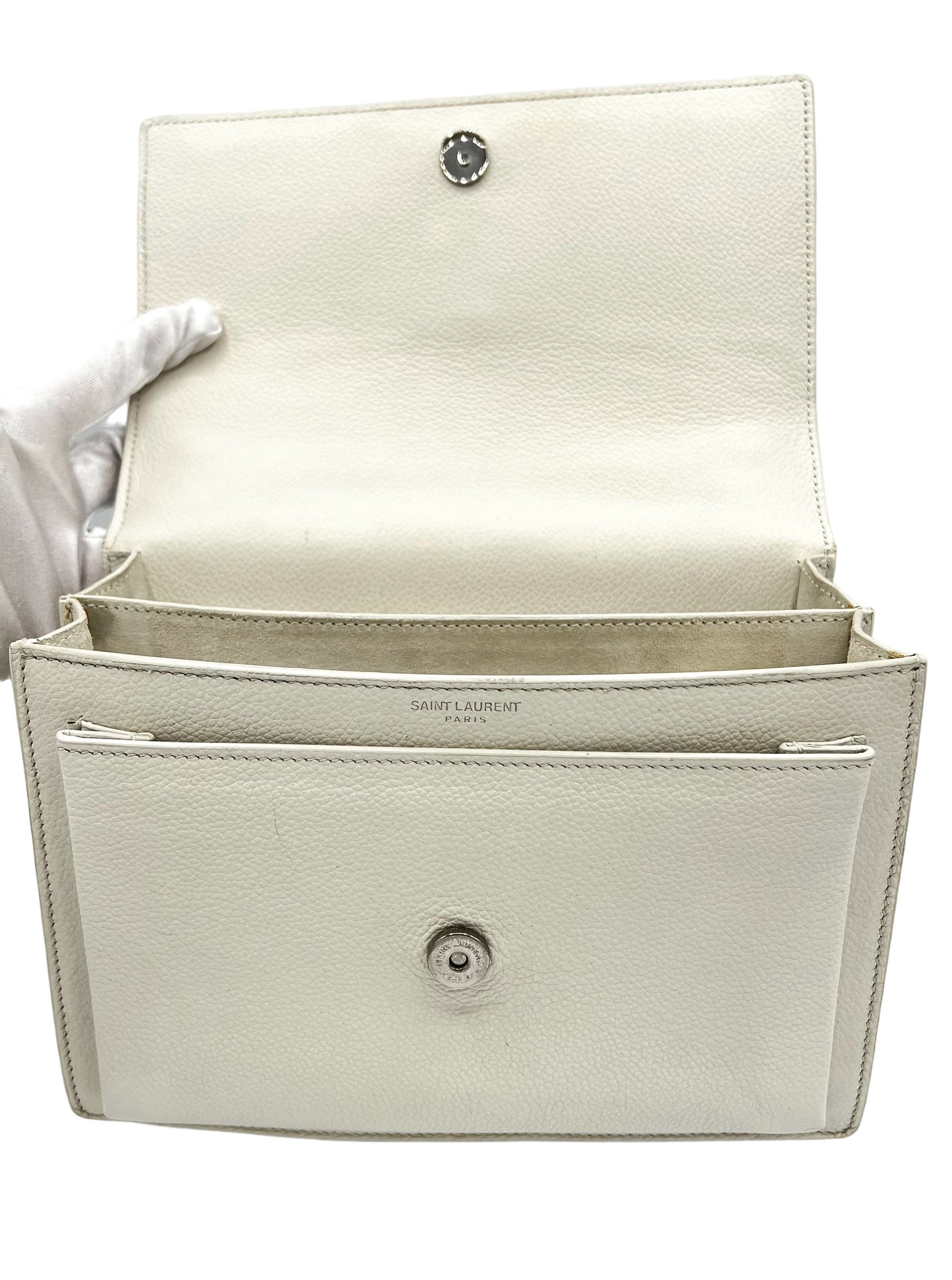 YSL MEDIUM SUNSET CHAIN BAG WHITE