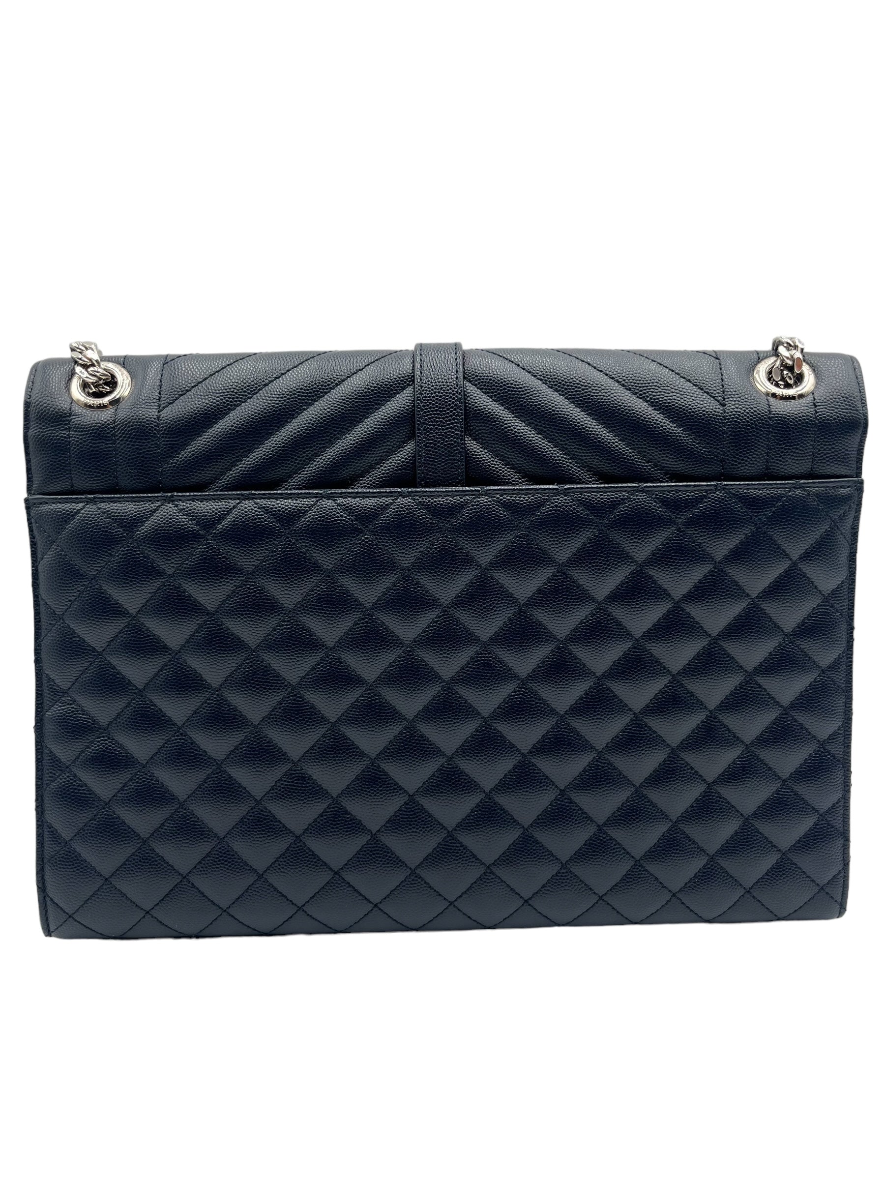 YSL MONOGRAM MATELASSE ENVELOPE NAVY