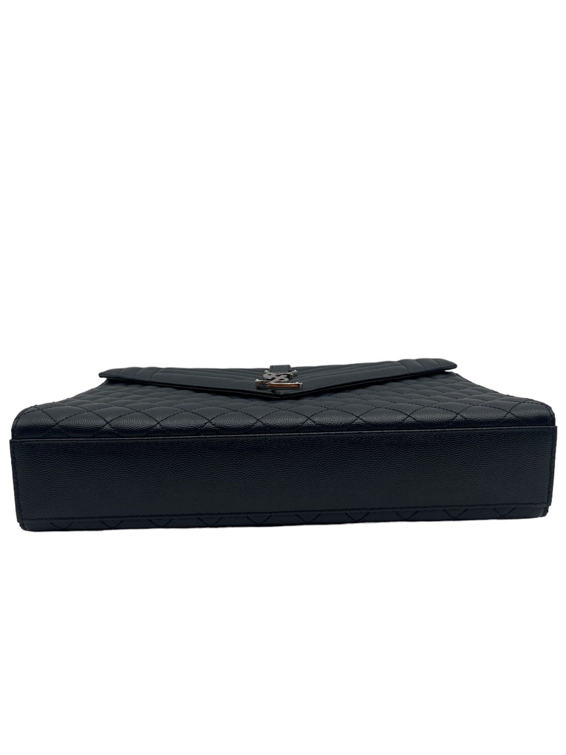 YSL MONOGRAM MATELASSE ENVELOPE NAVY