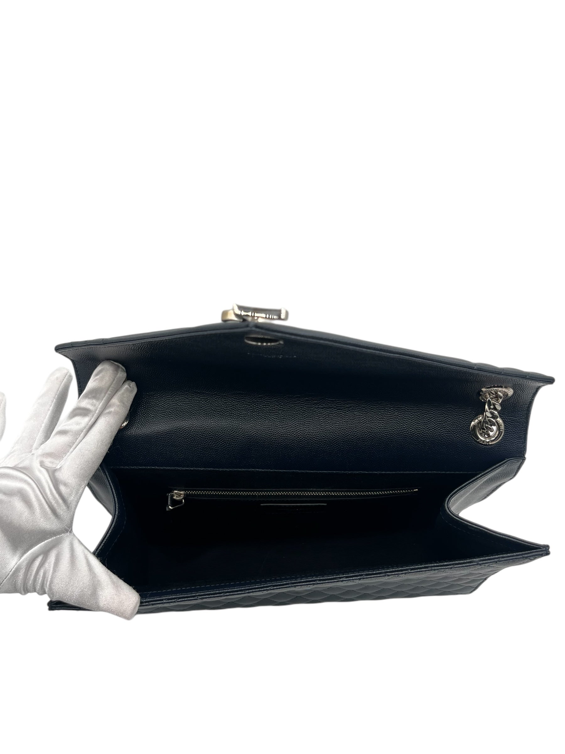 YSL MONOGRAM MATELASSE ENVELOPE NAVY