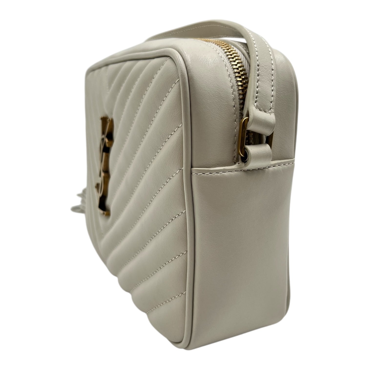 YSL CALFSKIN MONOGRAM LOU CAMERA BAG IN OFF WHITE CREAM