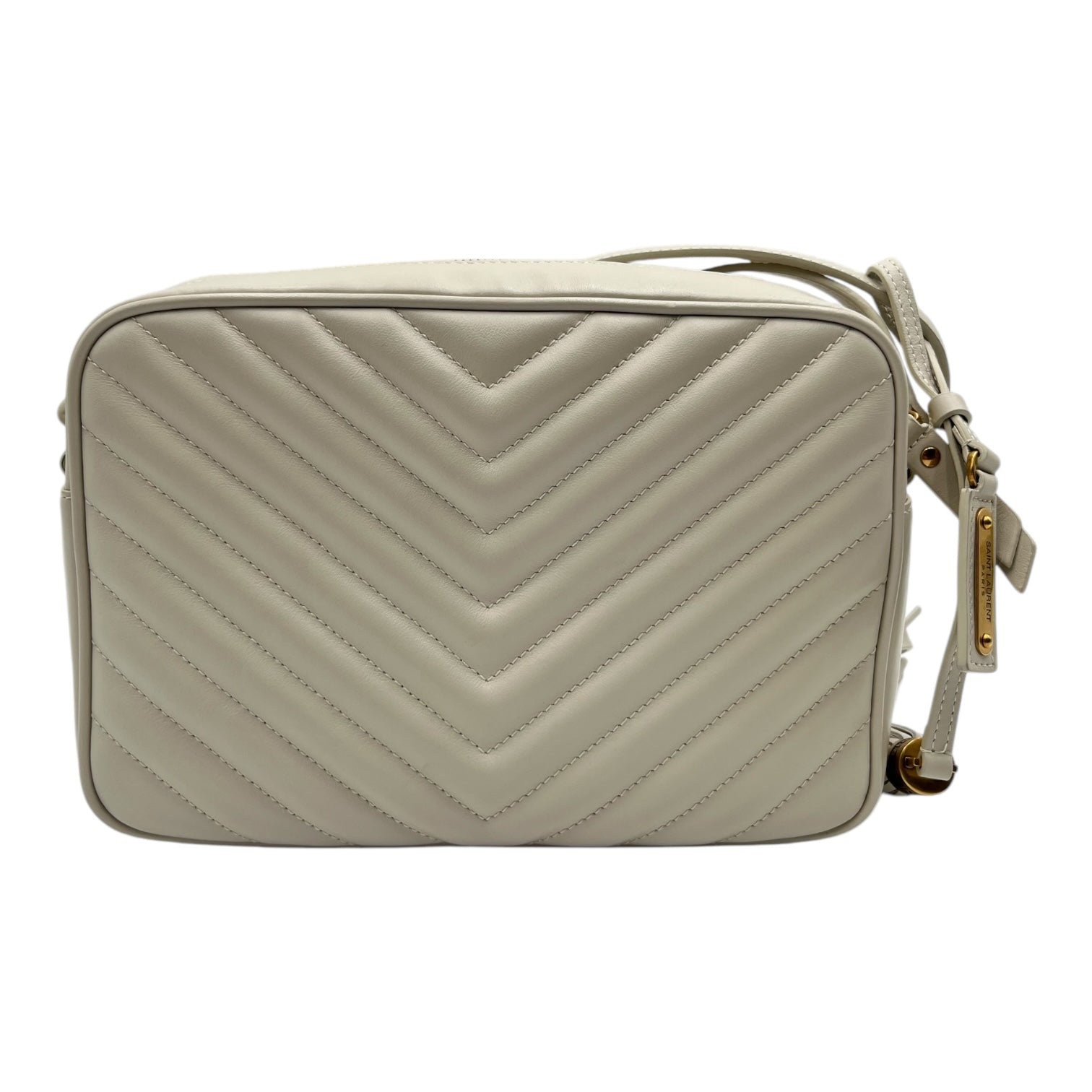 YSL CALFSKIN MONOGRAM LOU CAMERA BAG IN OFF WHITE CREAM