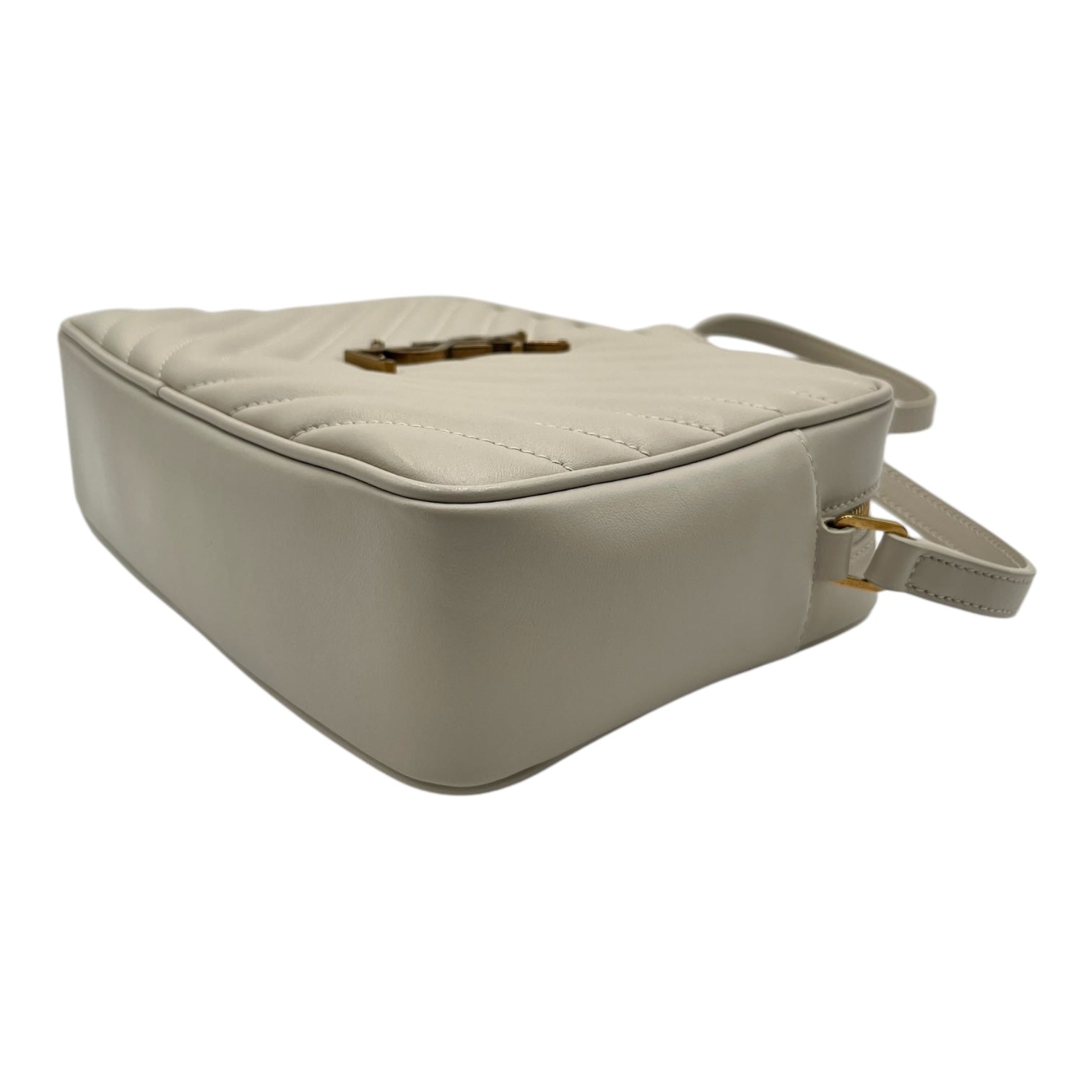 YSL CALFSKIN MONOGRAM LOU CAMERA BAG IN OFF WHITE CREAM