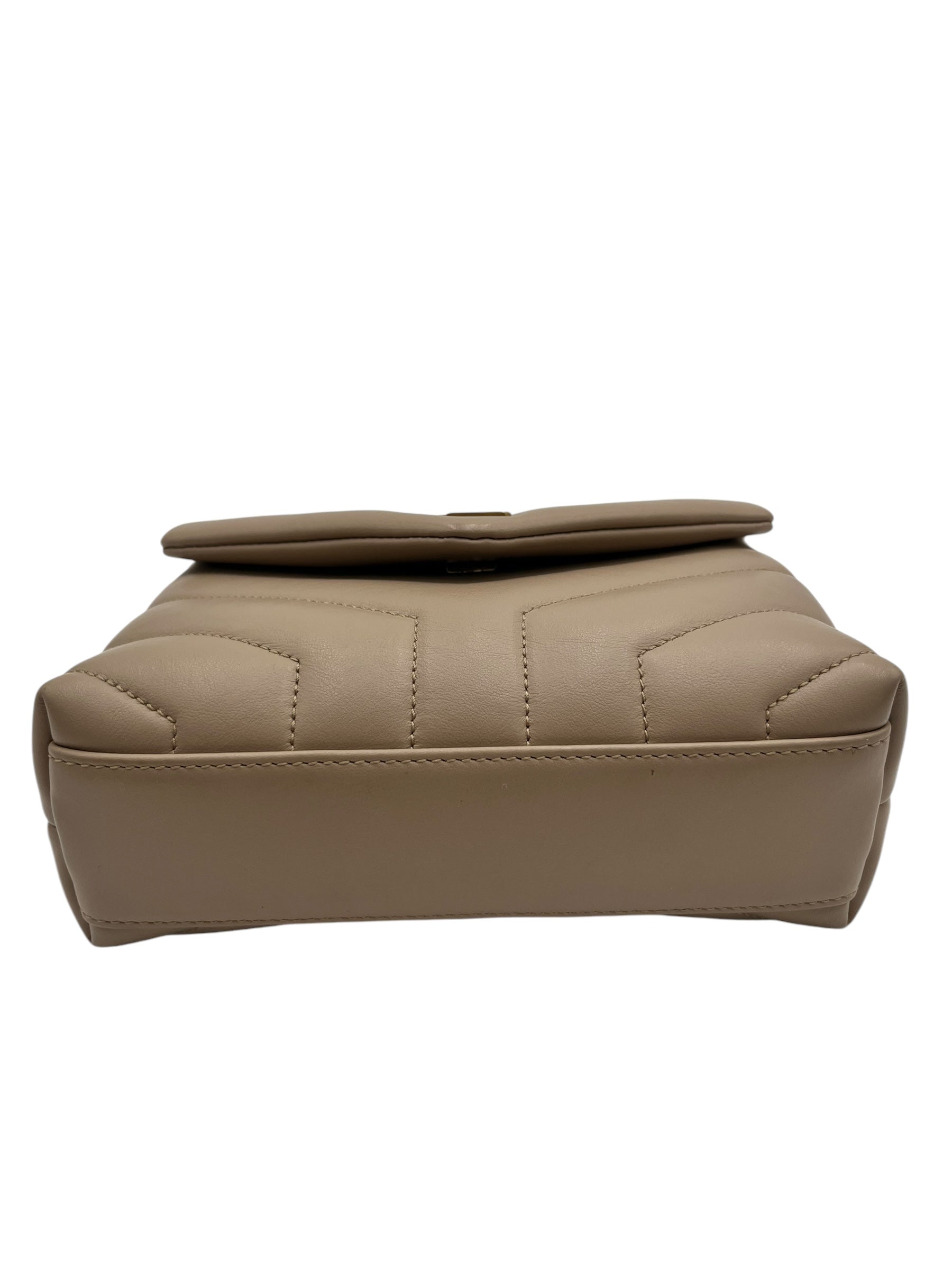 YSL CALFSKIN Y QUILTED MONOGRAM TOY LOULOU BEIGE