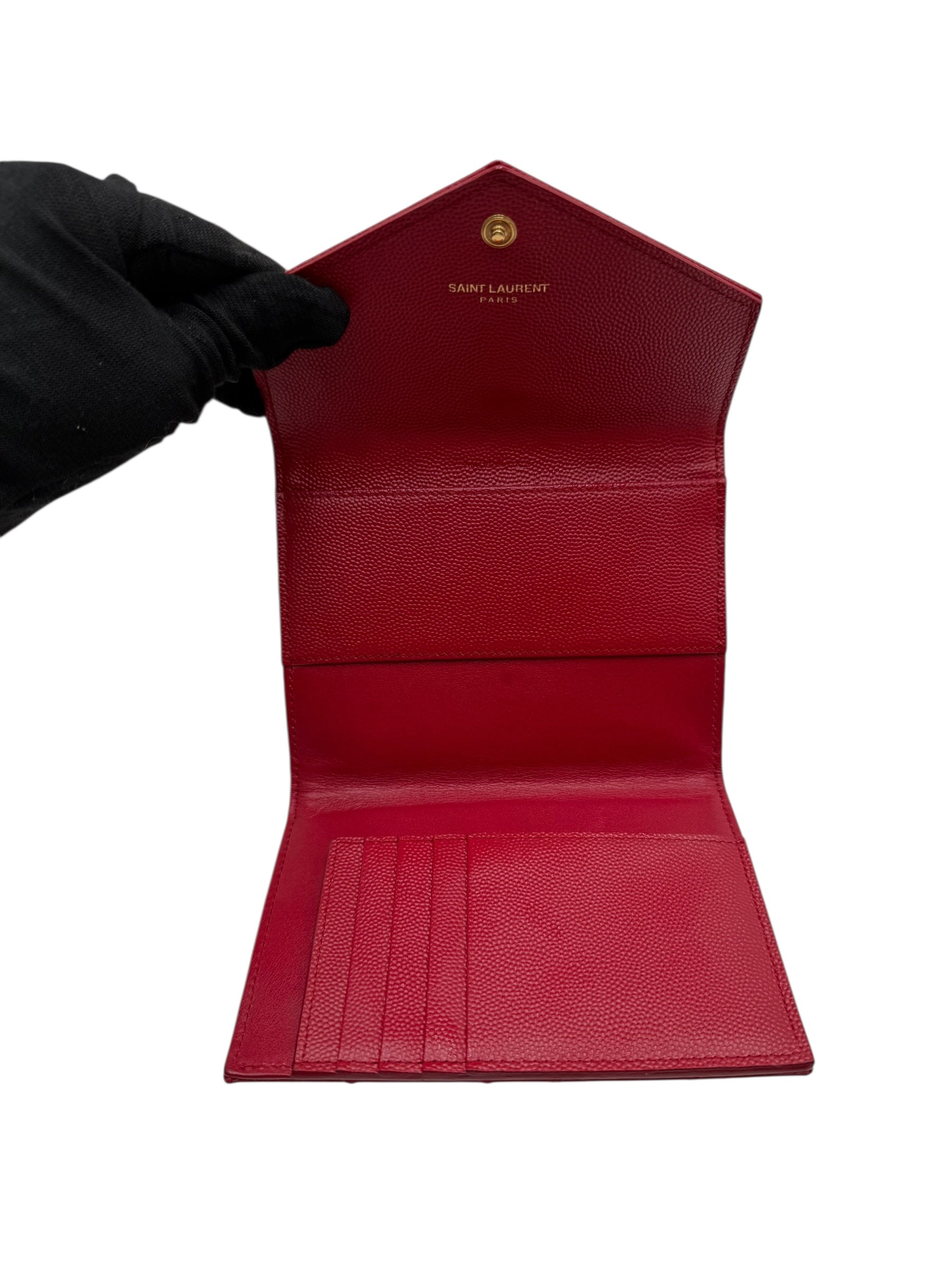 YSL LE MONOGRAM RED CALFSKIN WALLET