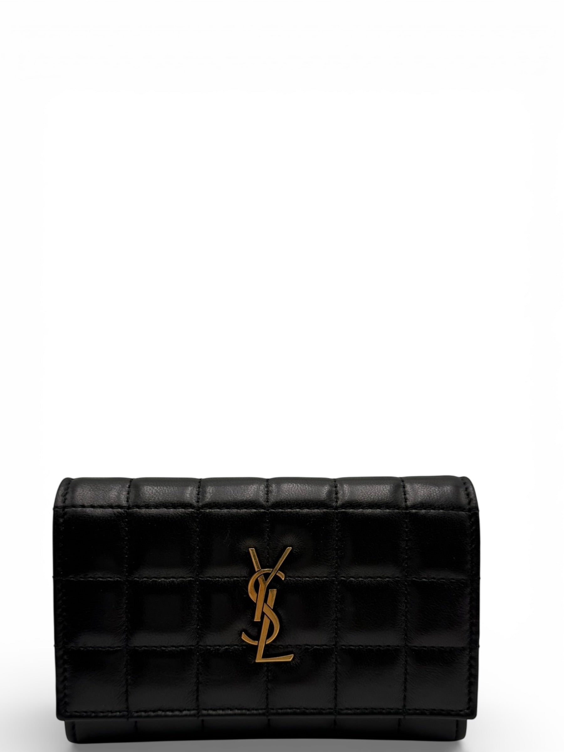 YSL BLACK LAMBSKIN SHORT WALLET