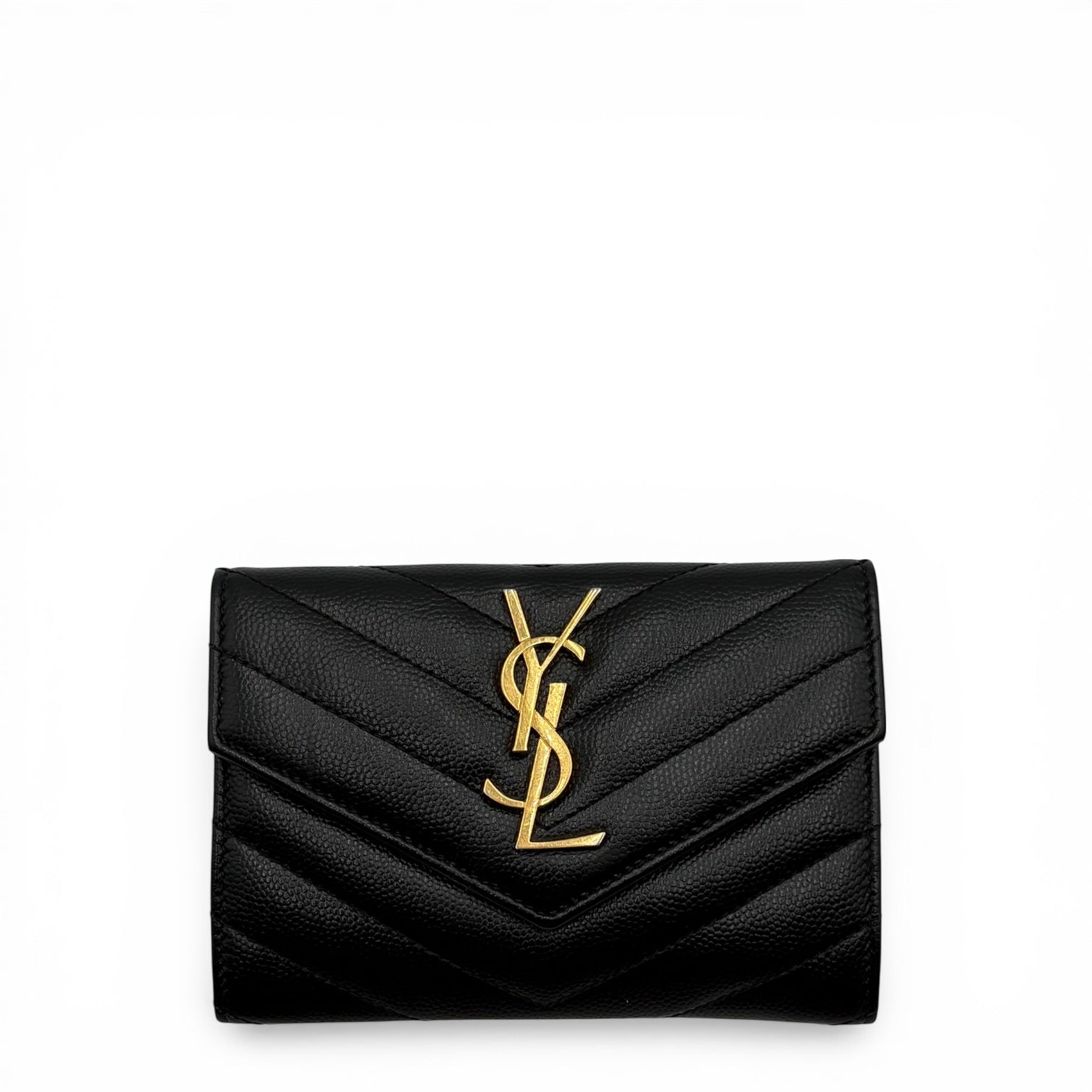 YSL BLACK CALFSKIN SHORT WALLET