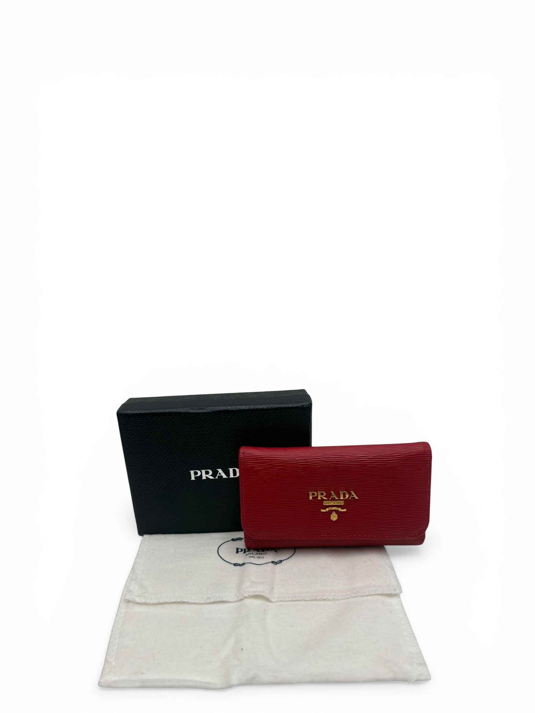 PRADA RED SAFFIANO KEY HOLDER