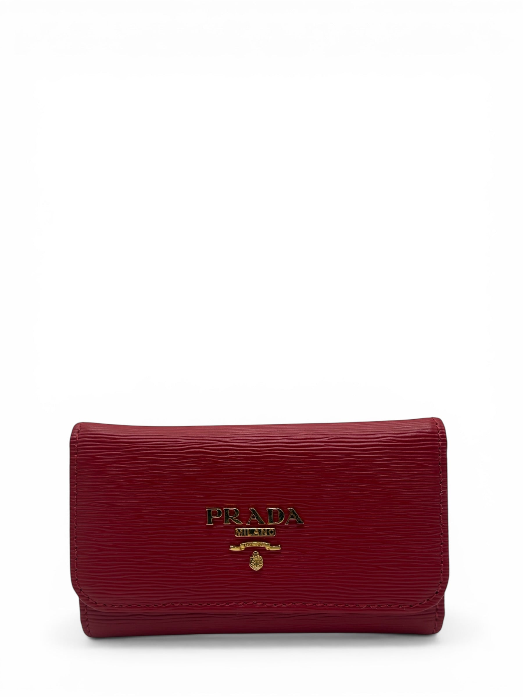 PRADA RED SAFFIANO KEY HOLDER