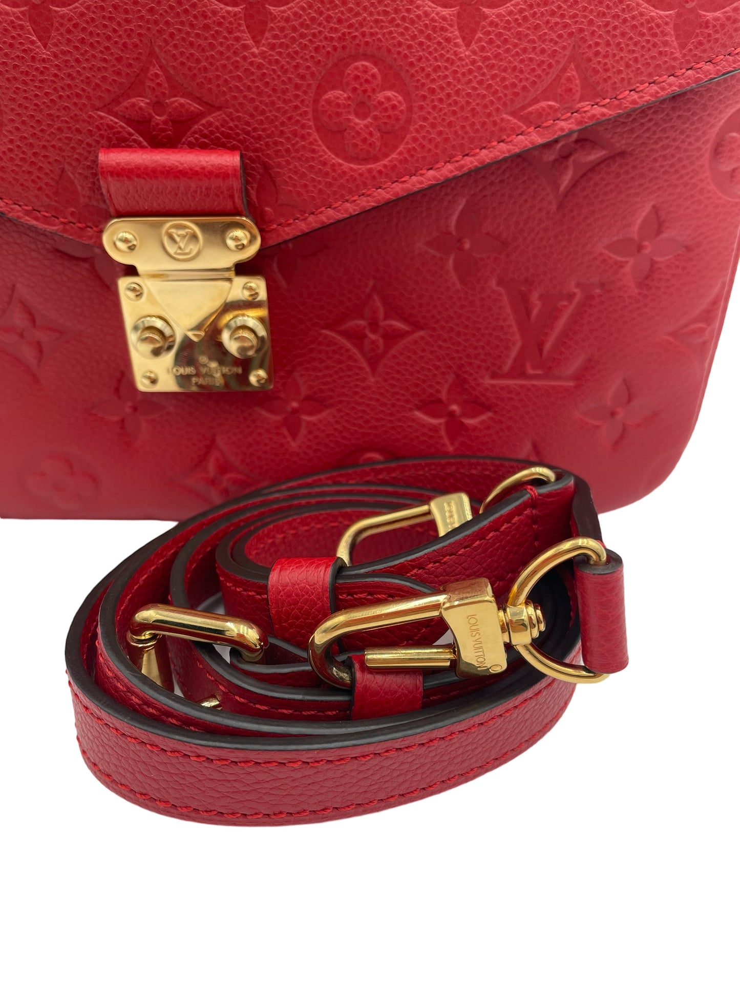 LOUIS VUITTON POCHETTE METIS MONOGRAM EMPREINTE LEATHER RED