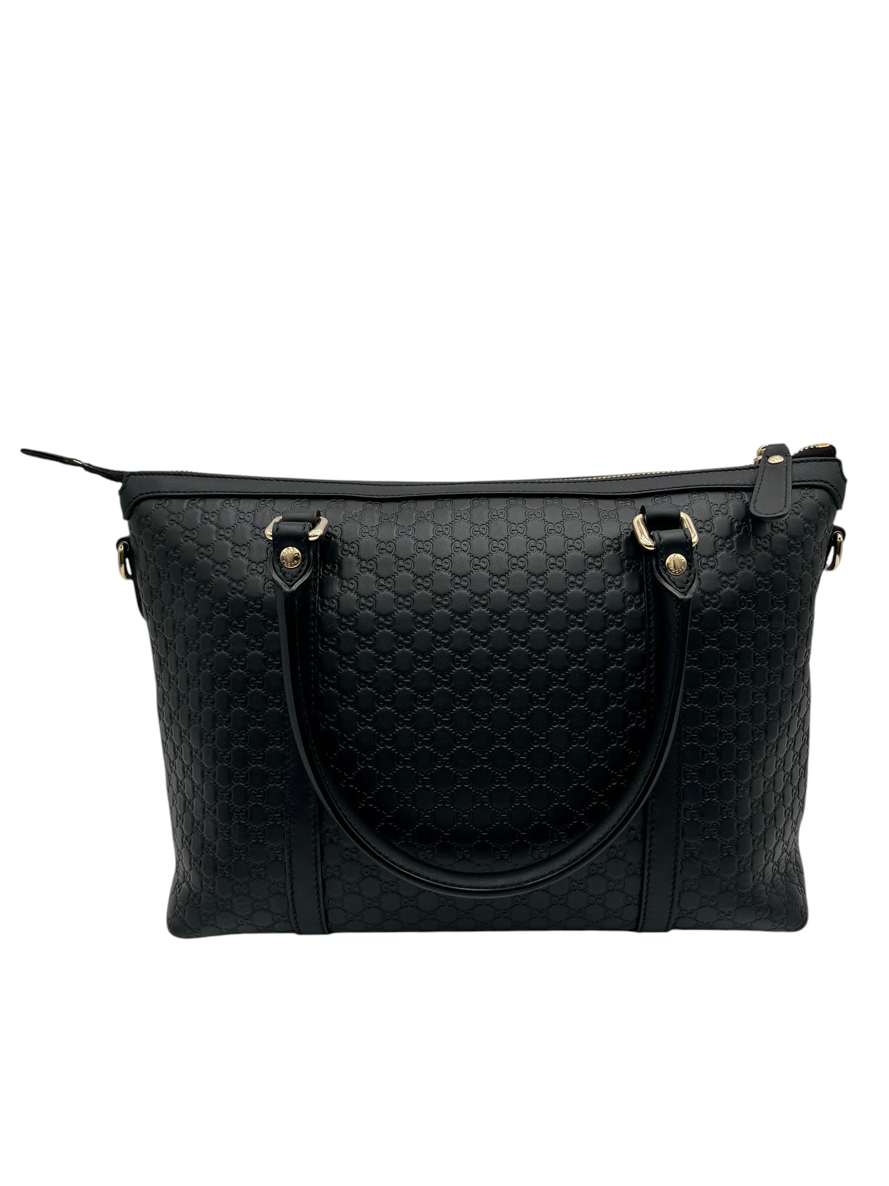 GUCCI  GG MICROGUCCISSIMA TOTE BAG IN BLACK