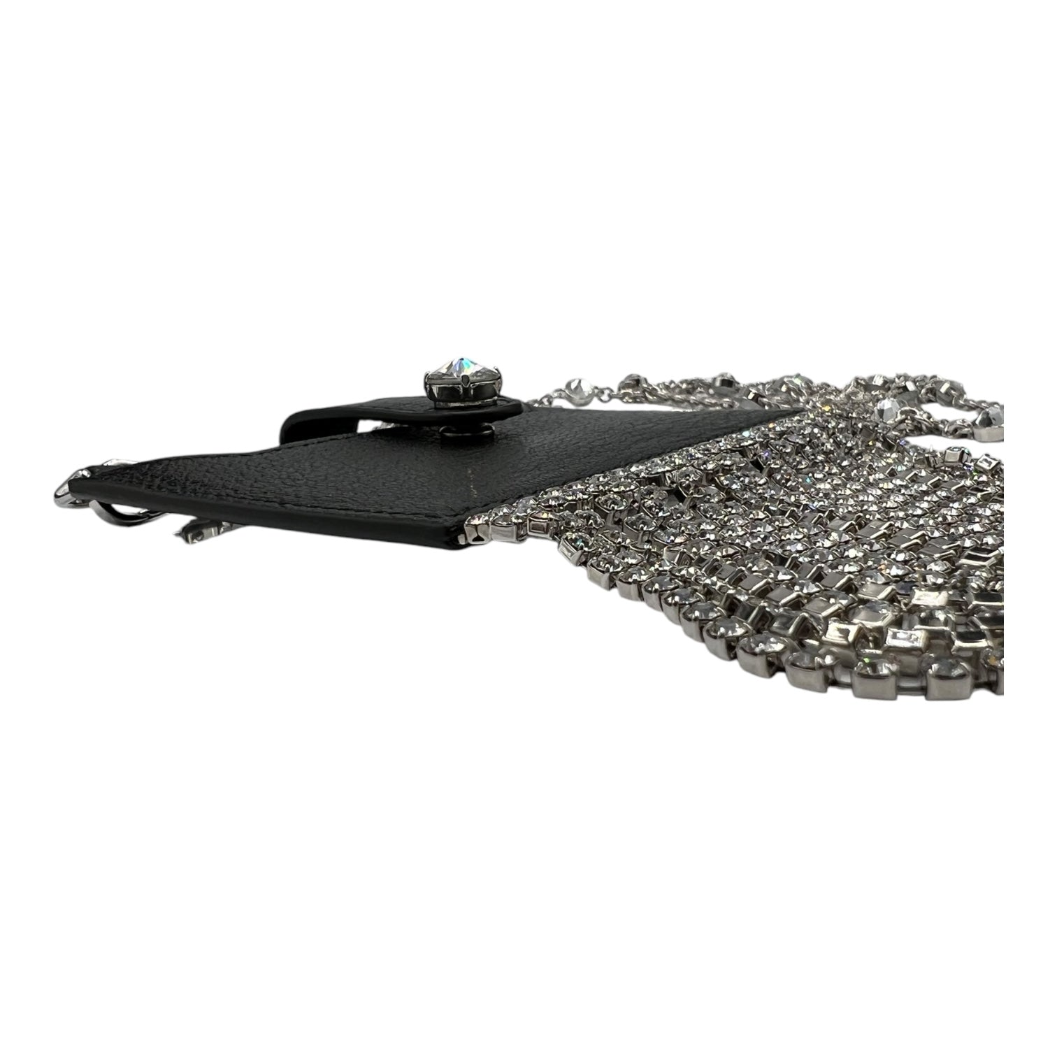 MIUMIU BLACK LEATHER CARD HOLDER CHAIN CROSSBODY