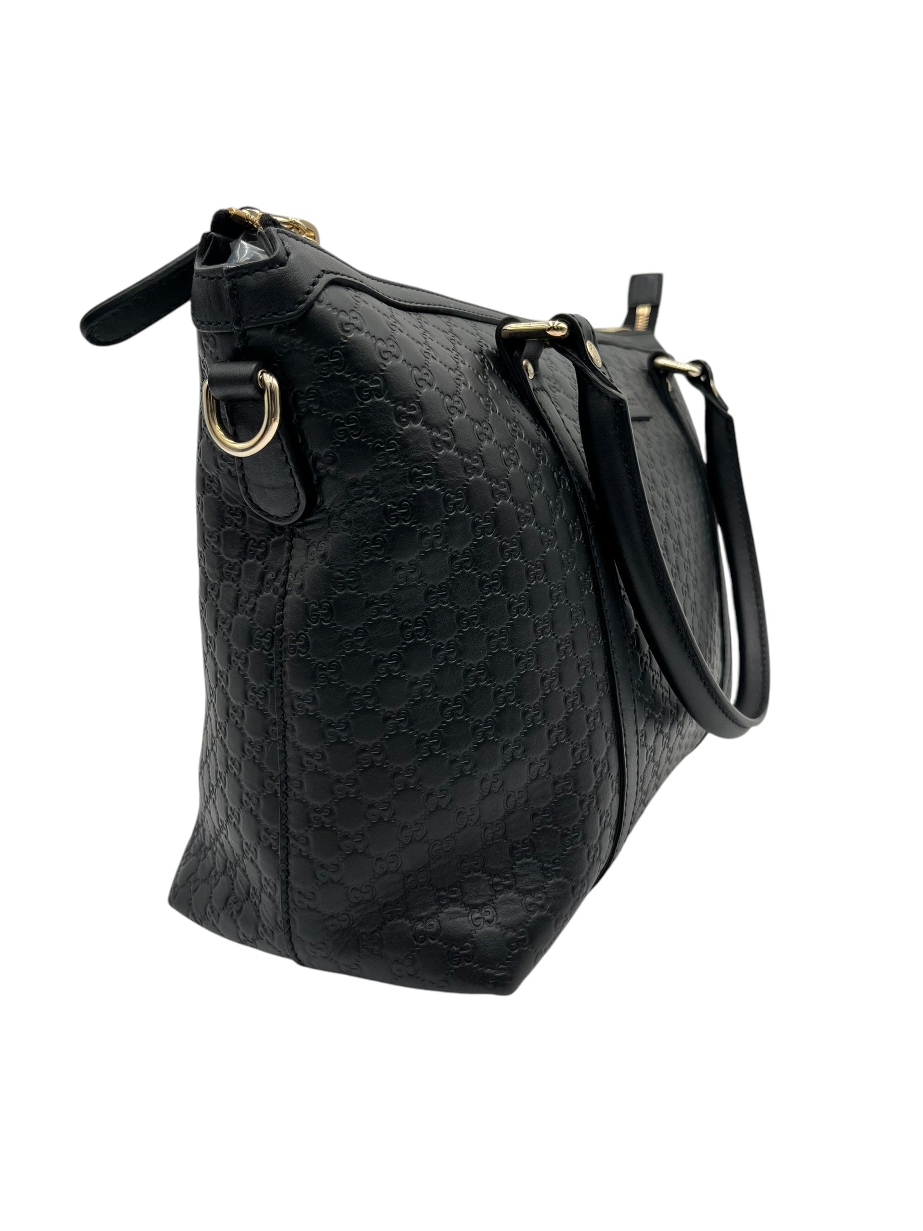 GUCCI  GG MICROGUCCISSIMA TOTE BAG IN BLACK