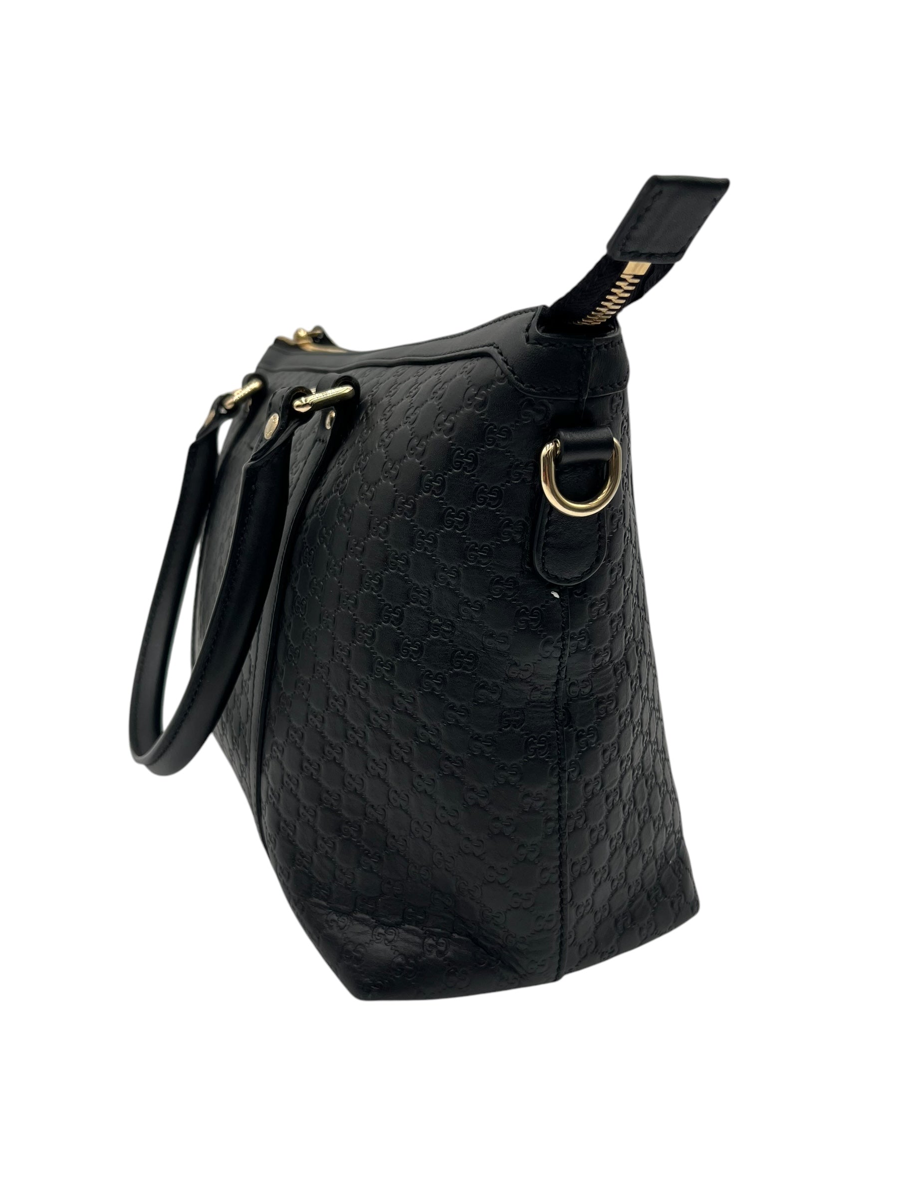 GUCCI  GG MICROGUCCISSIMA TOTE BAG IN BLACK