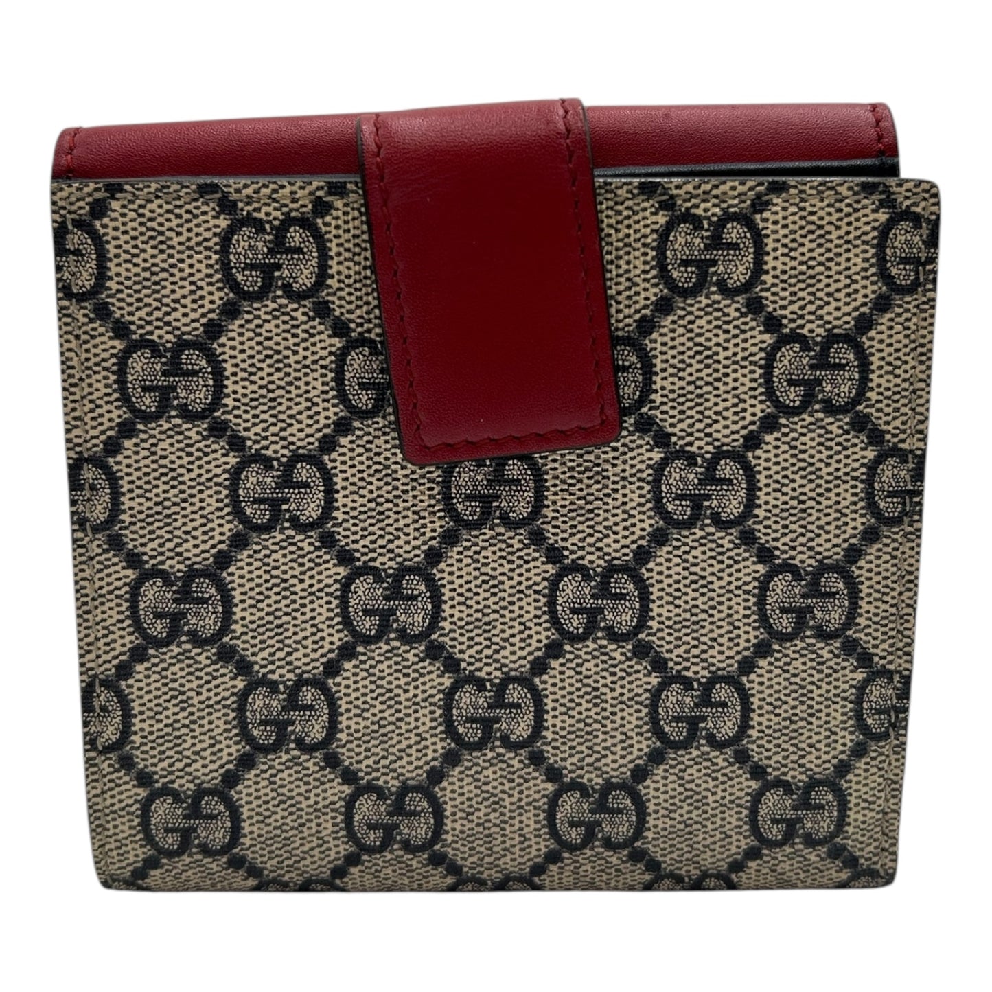 GUCCI RED/BLUE GG SUPREME CANVAS AND LEATHER FRENCH WALLET