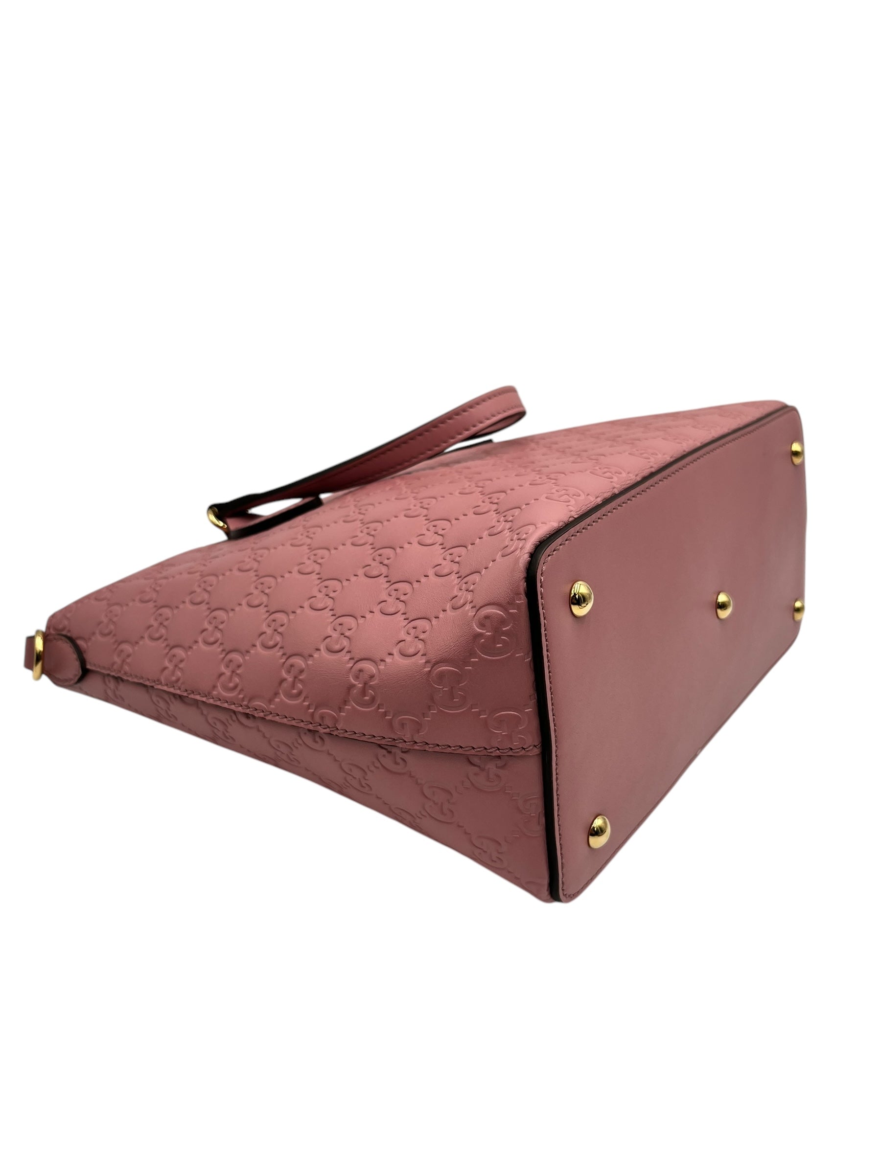 GUCCI GUCCISSIMA SIGNATURE LINEA A FOLDOVER TOTE ROSE BABY CANDY