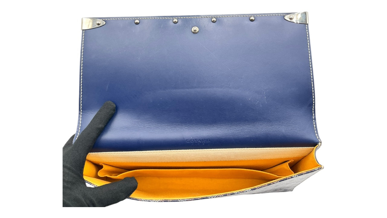 GOYARD GOYARDINE MONTE CARLO BOIS CLUTCH BLUE