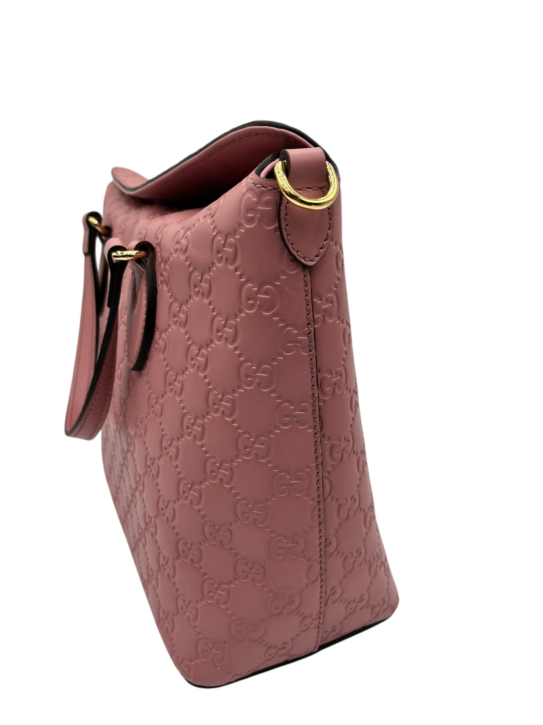 GUCCI GUCCISSIMA SIGNATURE LINEA A FOLDOVER TOTE ROSE BABY CANDY