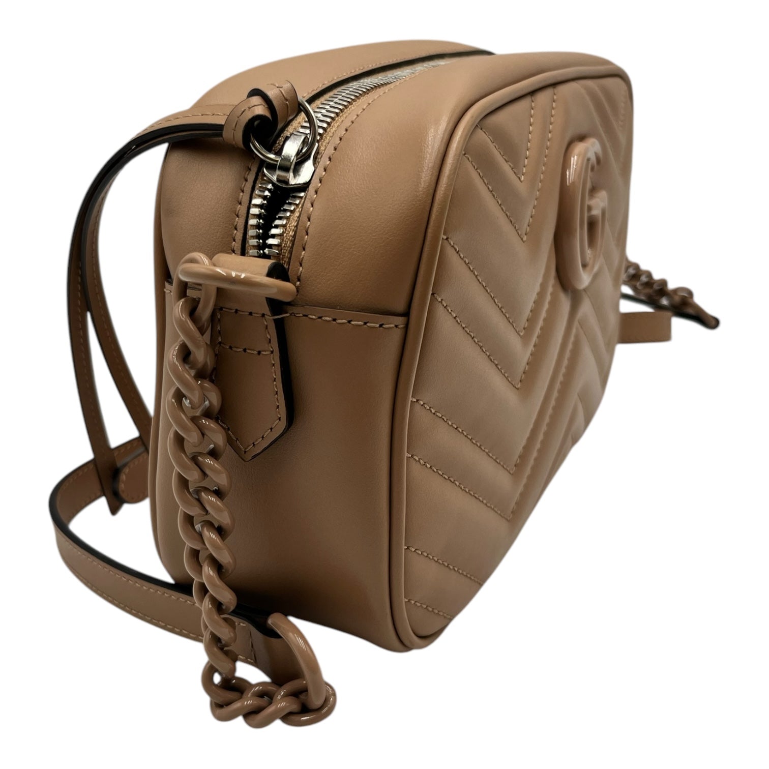 GUCCI GG MARMONT CAMERA MILKTEA CALFSKIN CROSSBODY