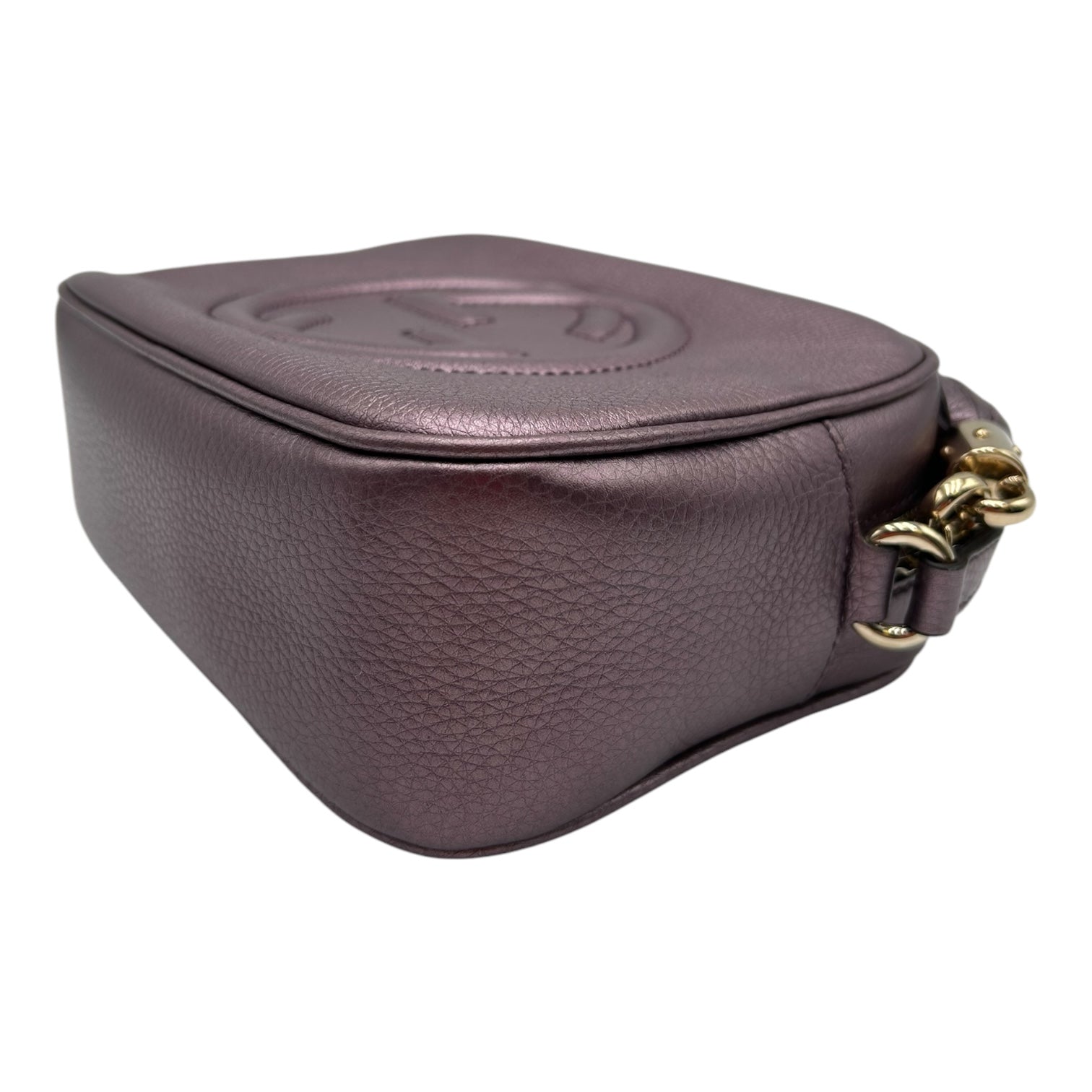 GUCCI SOHO DISCO METALIC PURPLE LEATHER CROSSBODY BAG