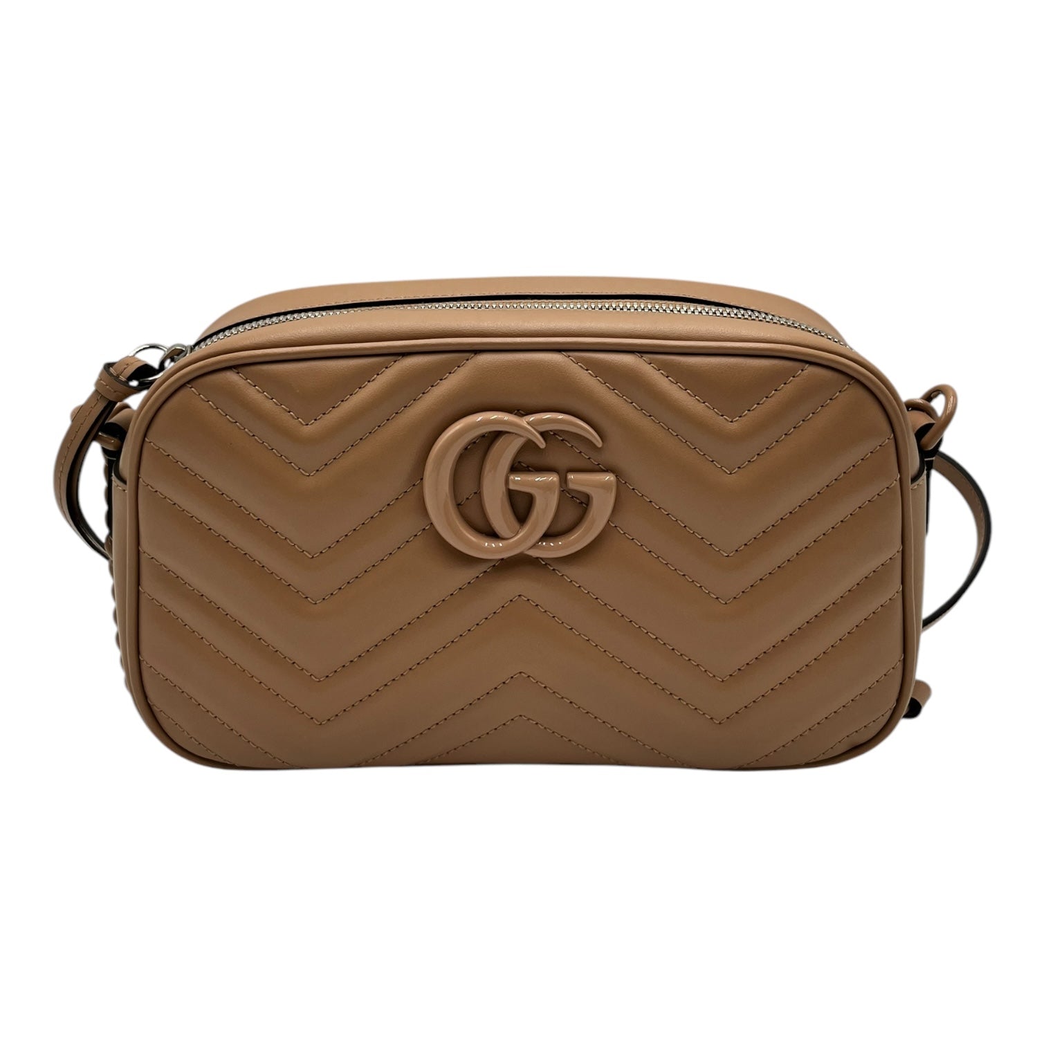 GUCCI GG MARMONT CAMERA MILKTEA CALFSKIN CROSSBODY