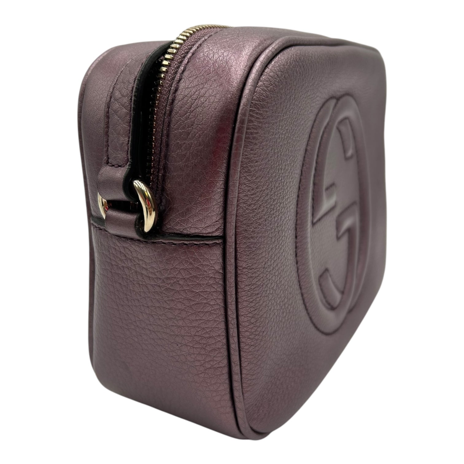GUCCI SOHO DISCO METALIC PURPLE LEATHER CROSSBODY BAG