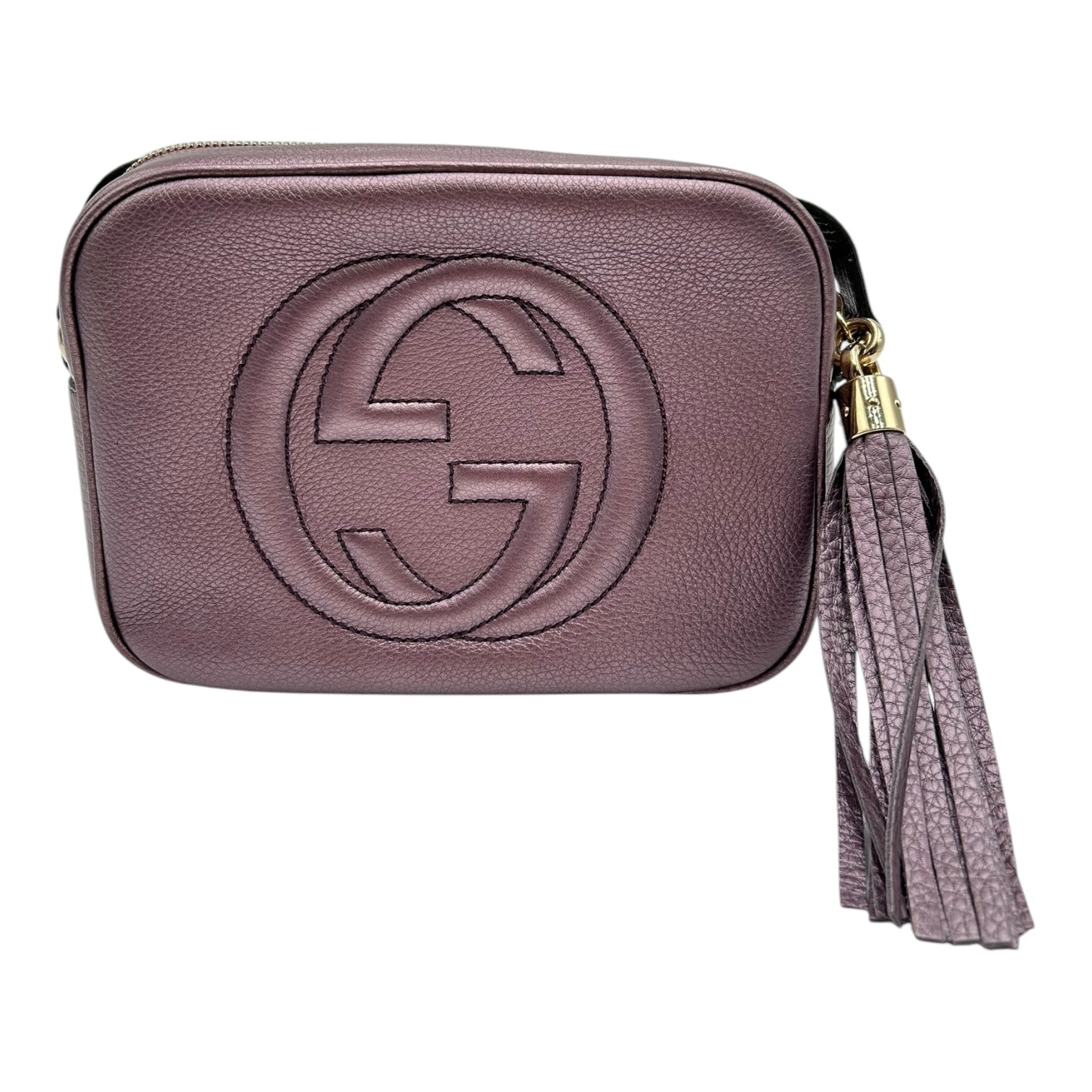 GUCCI SOHO DISCO METALIC PURPLE LEATHER CROSSBODY BAG