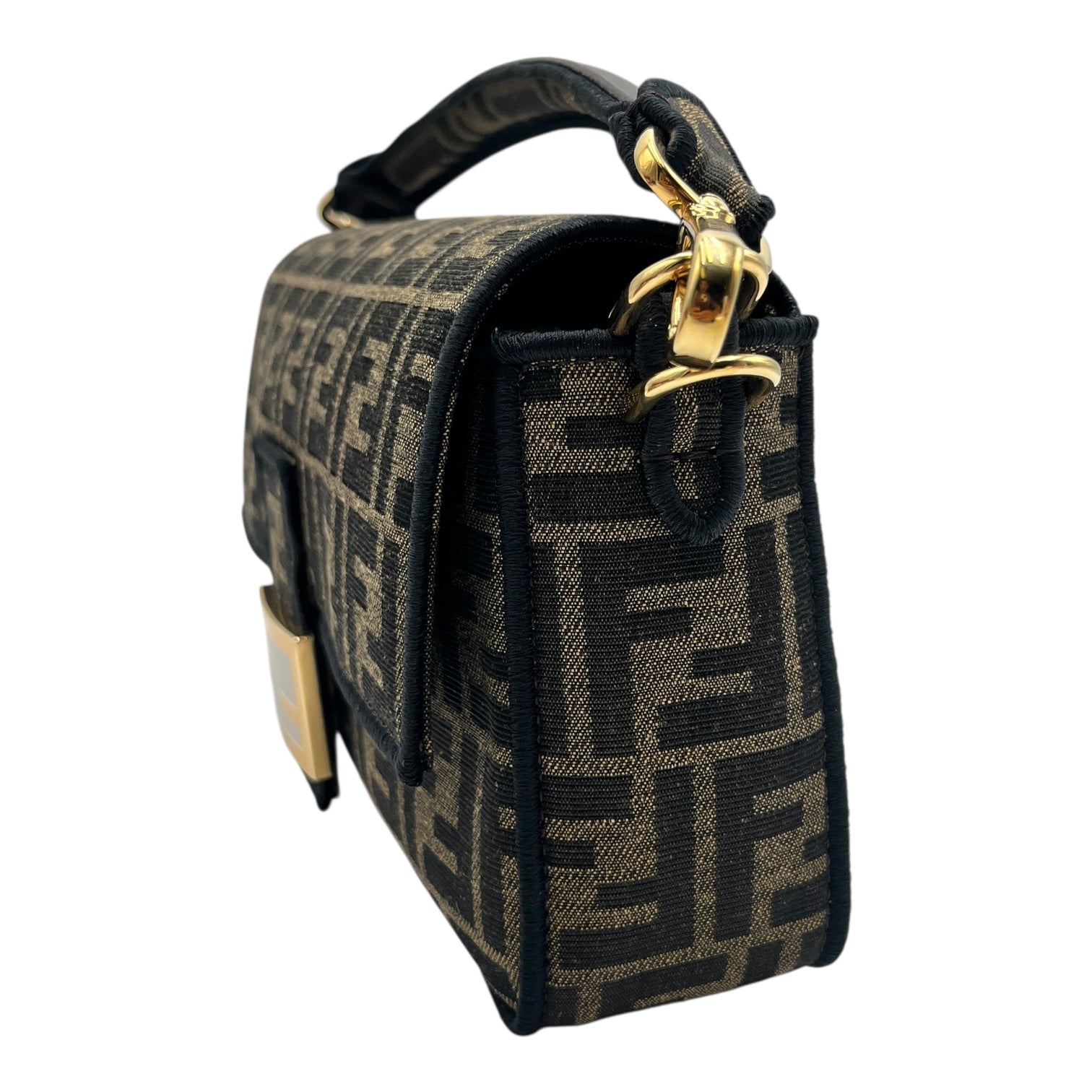 FENDI BAGUETTE BROWN FF JACQUARD FABRIC BAG