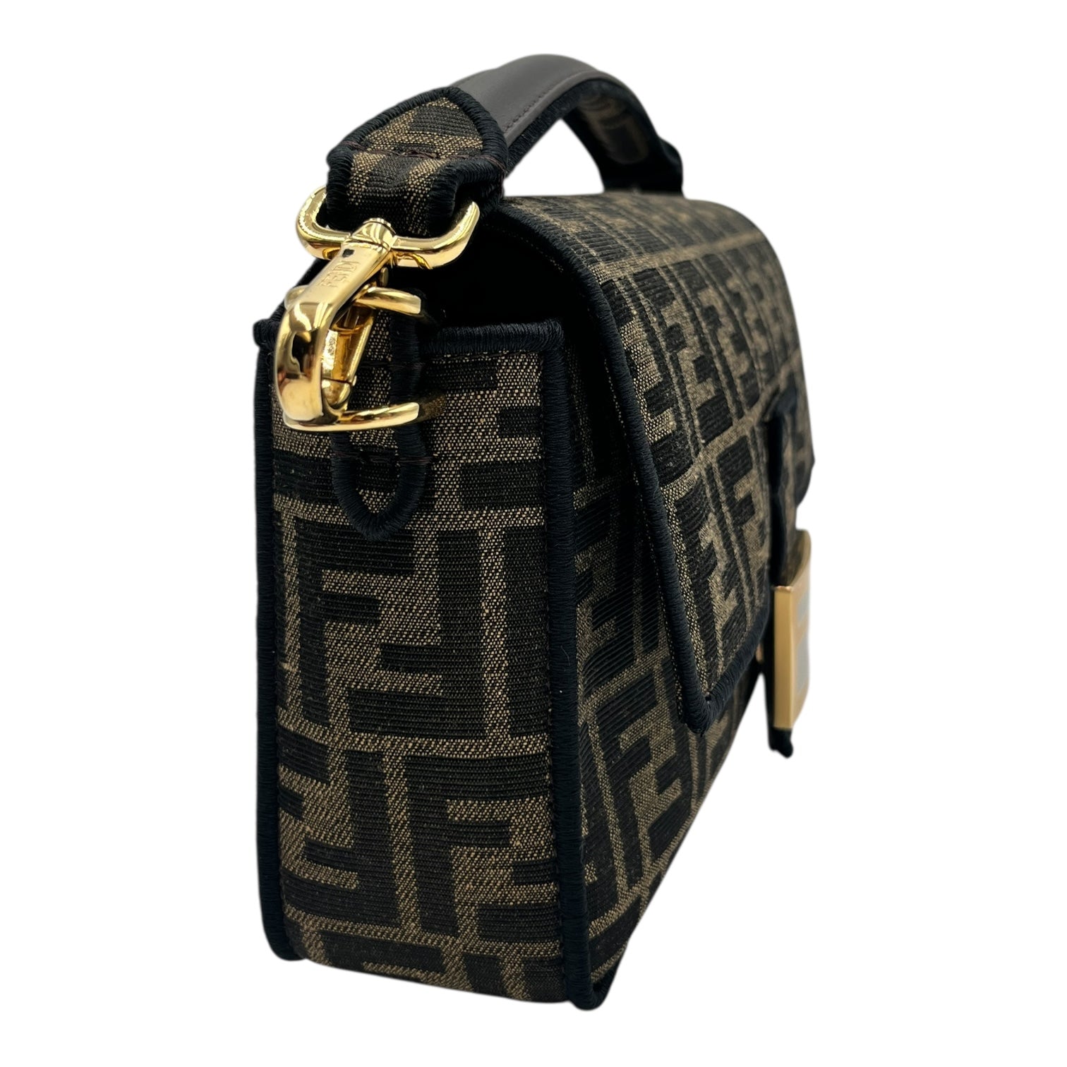FENDI BAGUETTE BROWN FF JACQUARD FABRIC BAG