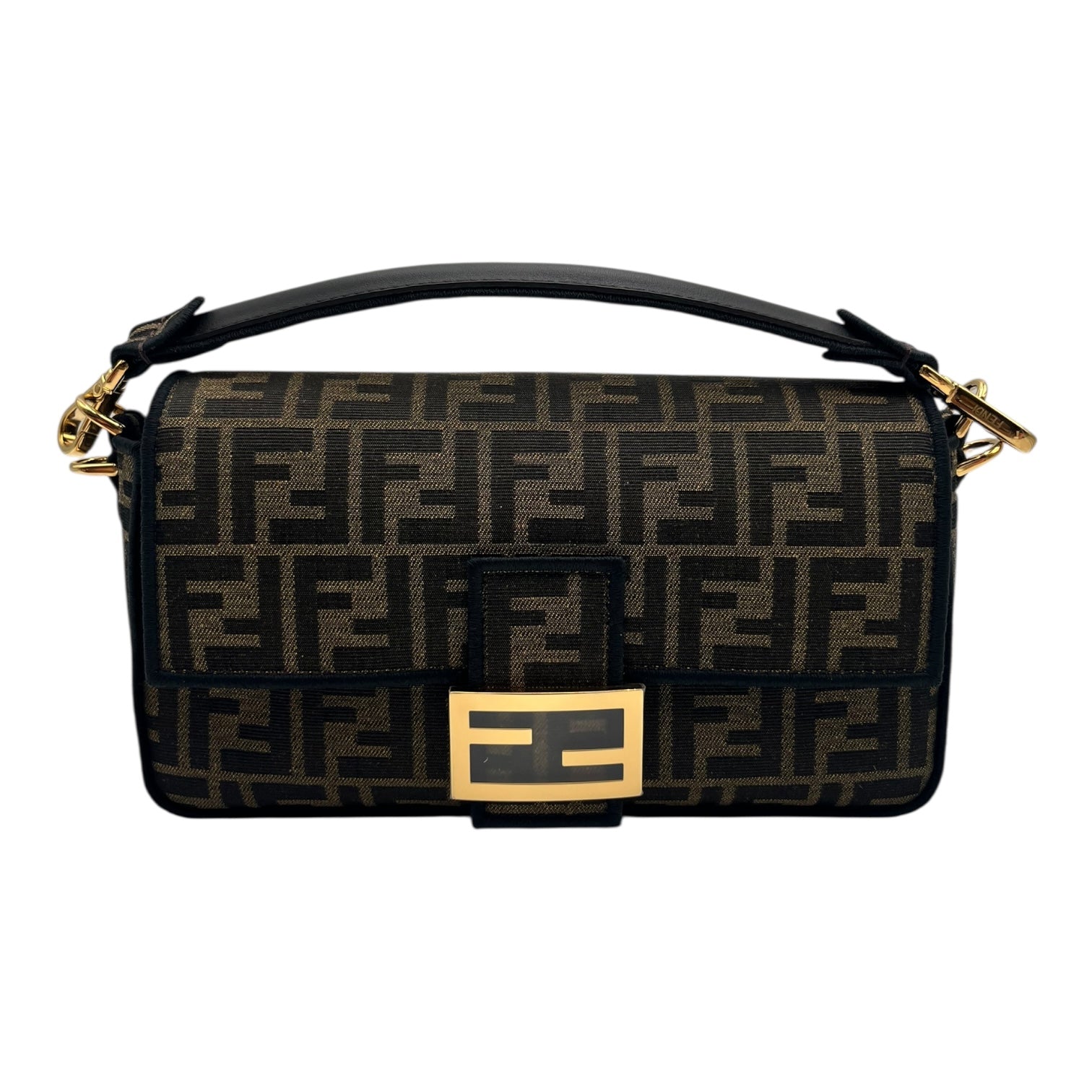 FENDI BAGUETTE BROWN FF JACQUARD FABRIC BAG