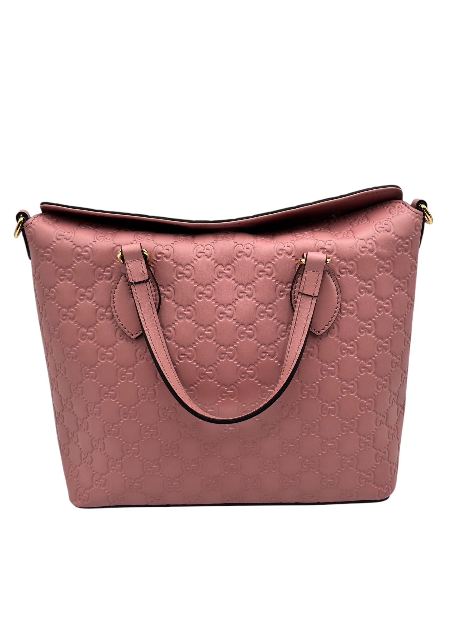 GUCCI GUCCISSIMA SIGNATURE LINEA A FOLDOVER TOTE ROSE BABY CANDY