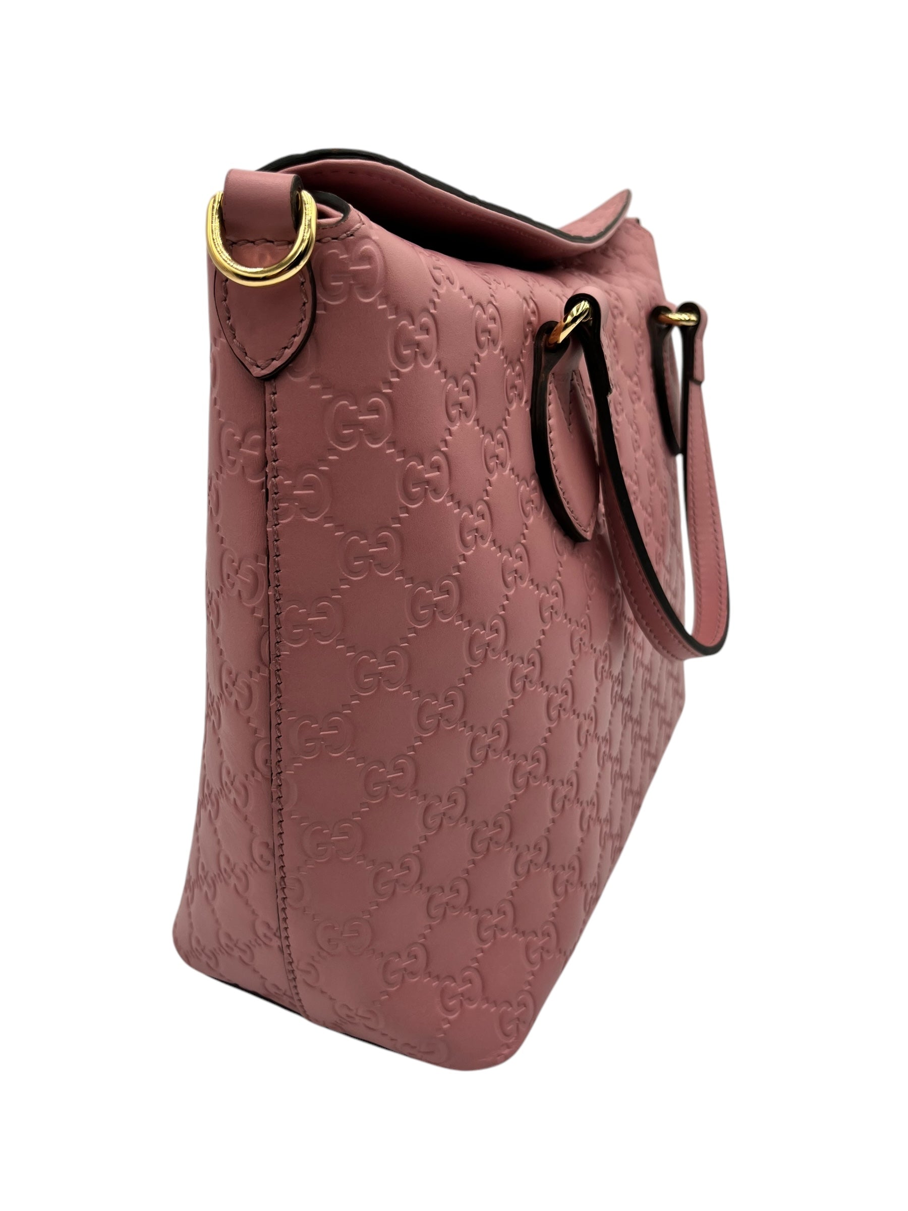 GUCCI GUCCISSIMA SIGNATURE LINEA A FOLDOVER TOTE ROSE BABY CANDY