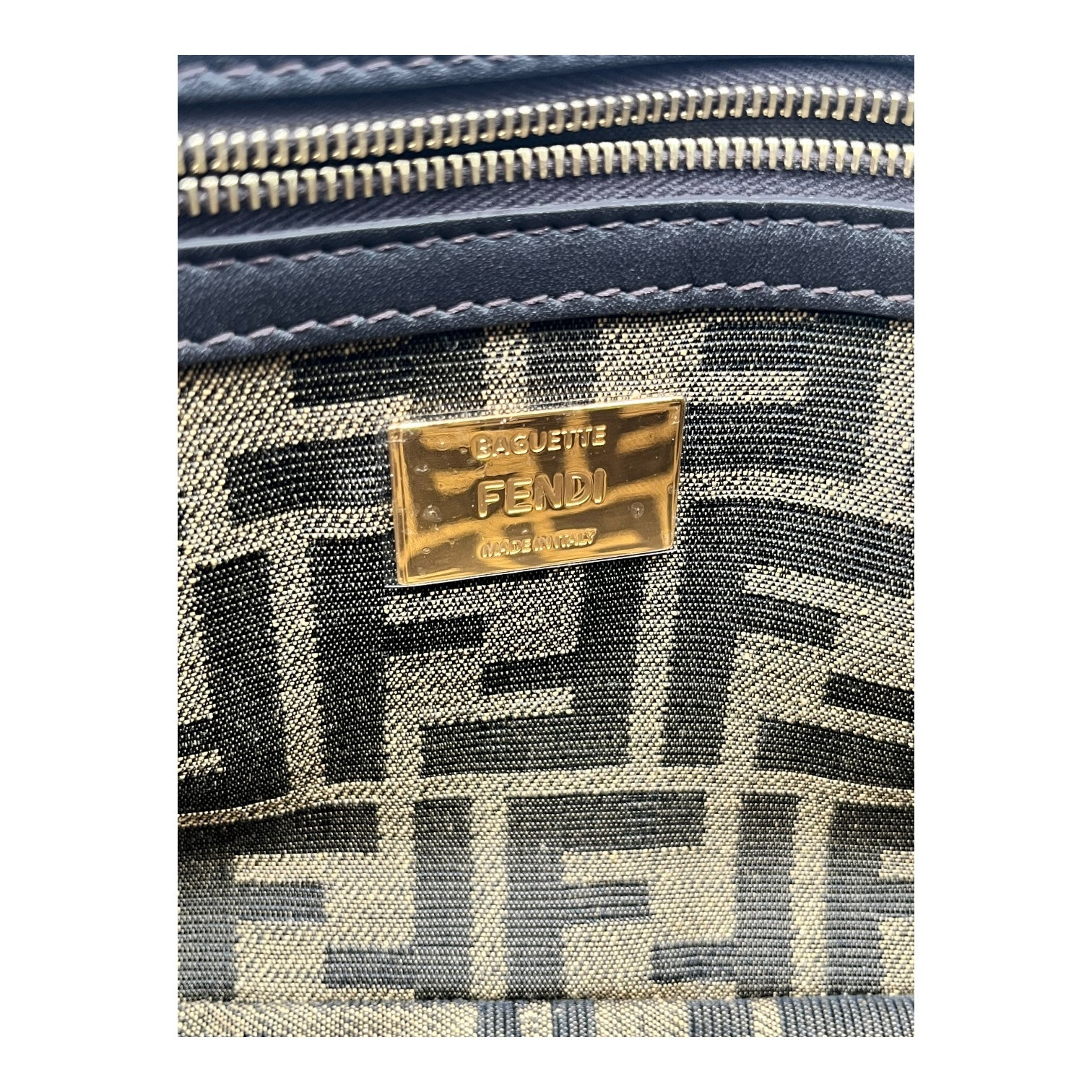 FENDI BAGUETTE BROWN FF JACQUARD FABRIC BAG