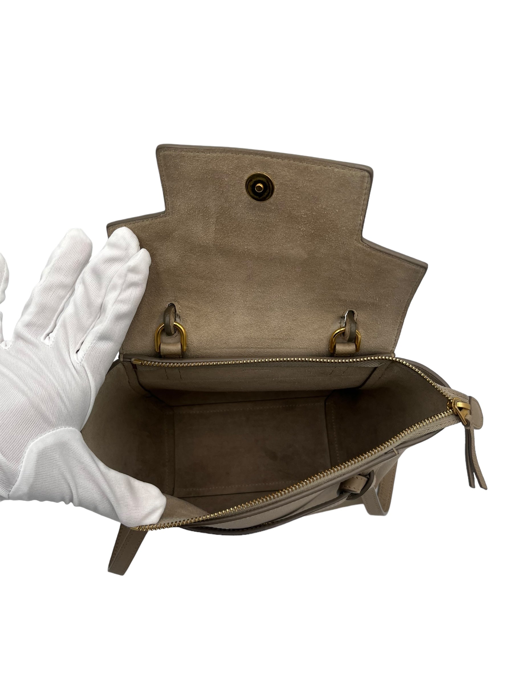 CELINE BELT BAG NANO IN BEIGE WITH GOLD HARDWARE