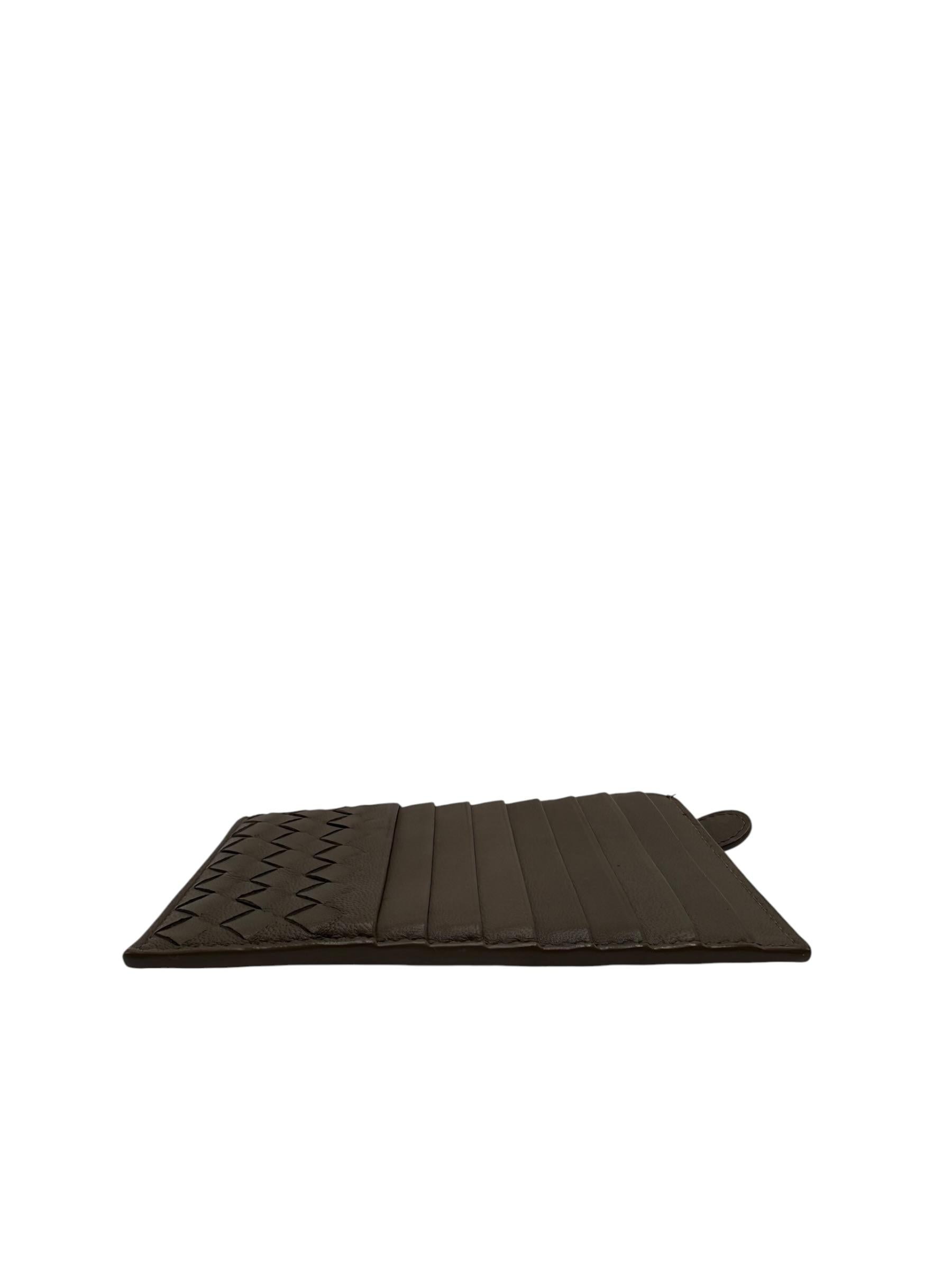 BOTTEGA VENETA GRAY LAMBSKIN CARD HOLDER