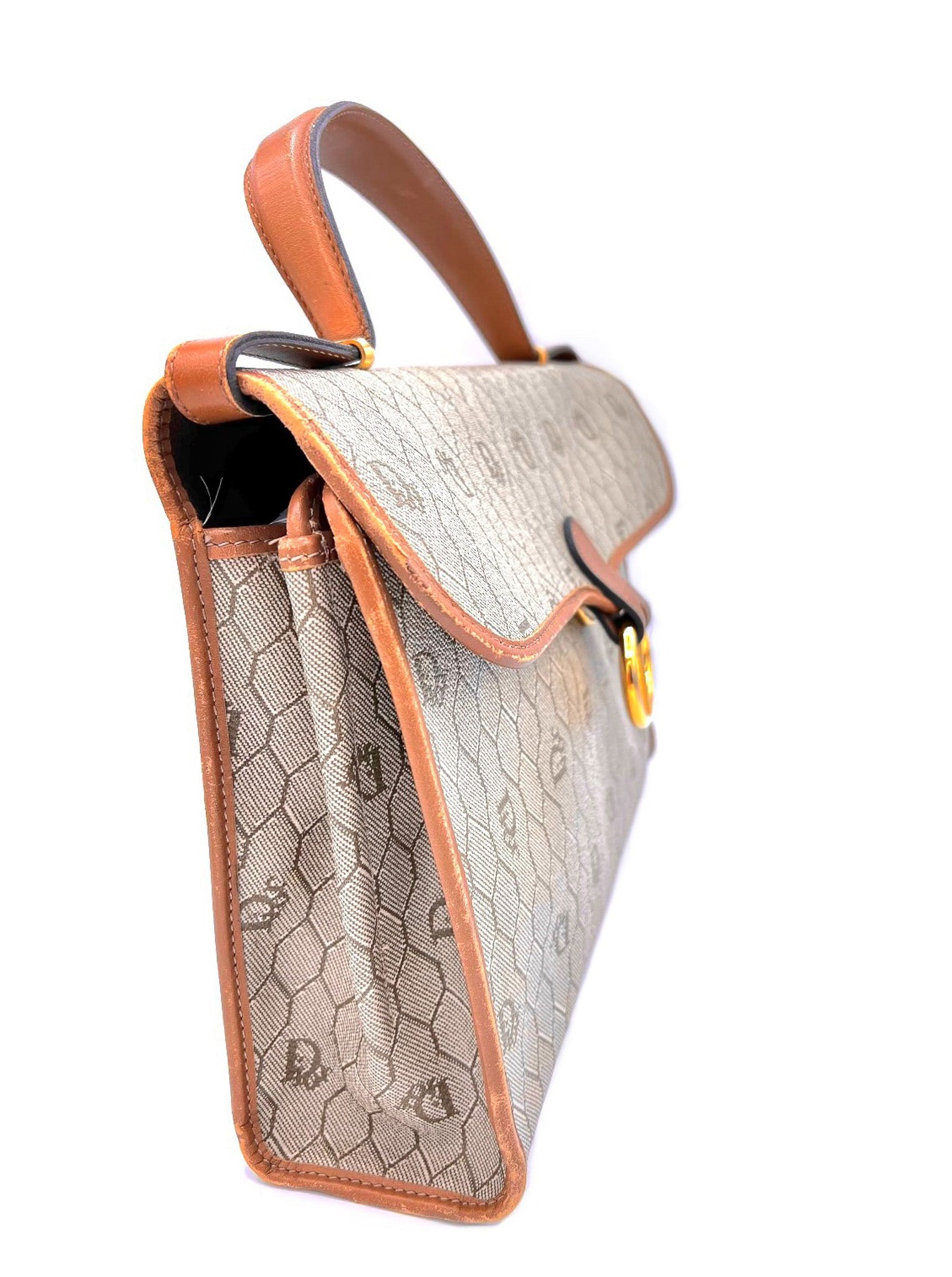 DIOR HONEYCOMB CANVAS SHOULDER BAG BEIGE