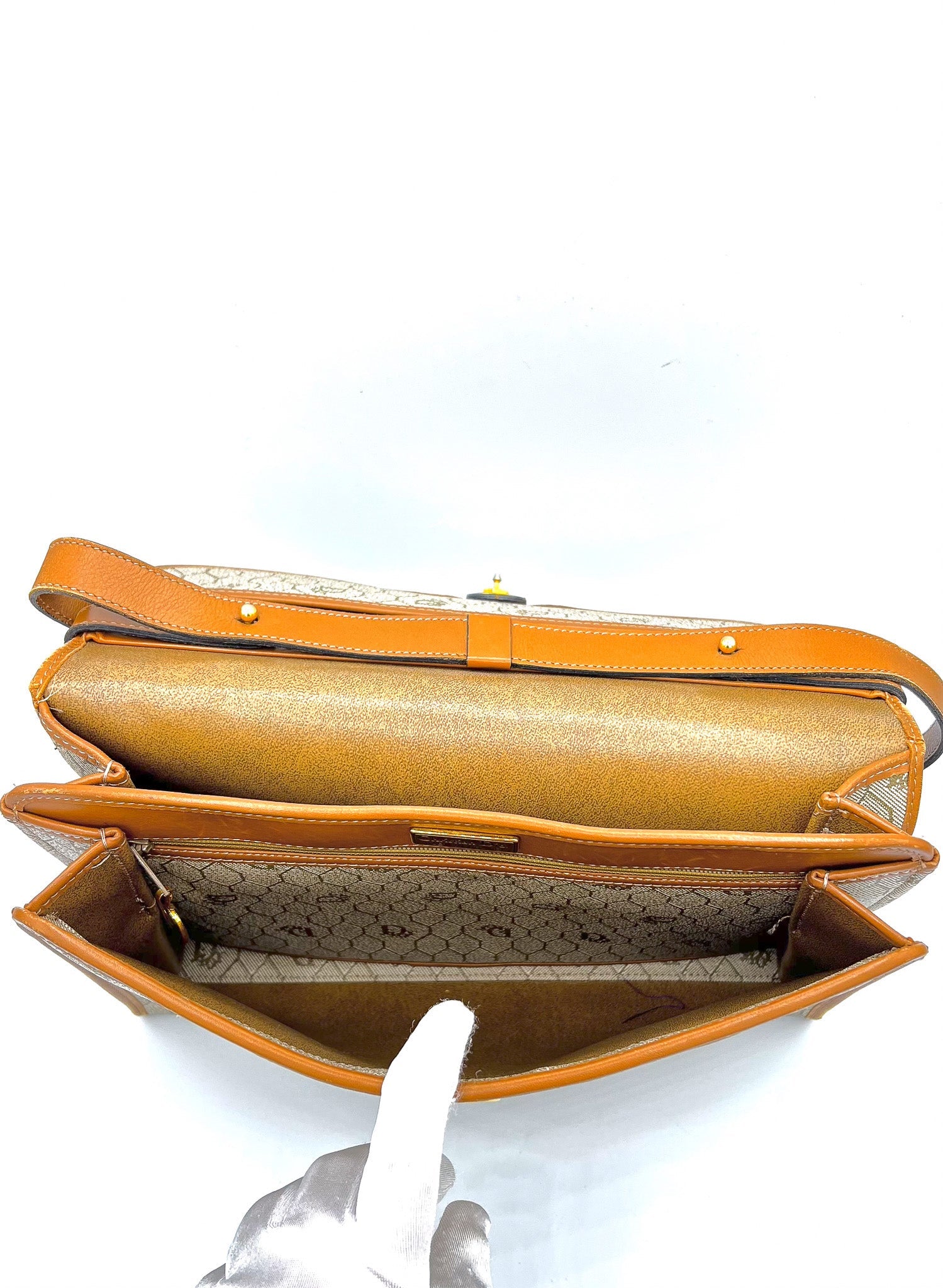 DIOR HONEYCOMB CANVAS SHOULDER BAG BEIGE