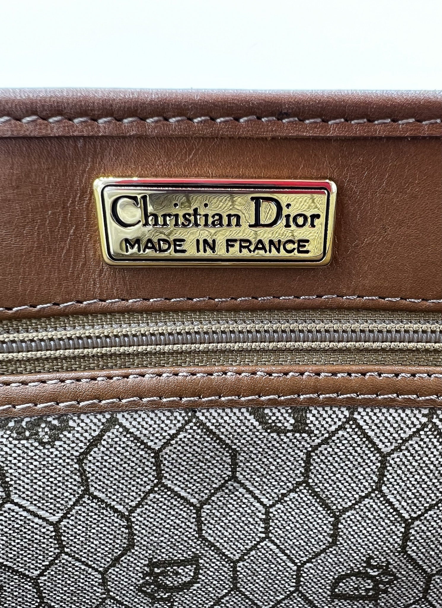 DIOR HONEYCOMB CANVAS SHOULDER BAG BEIGE