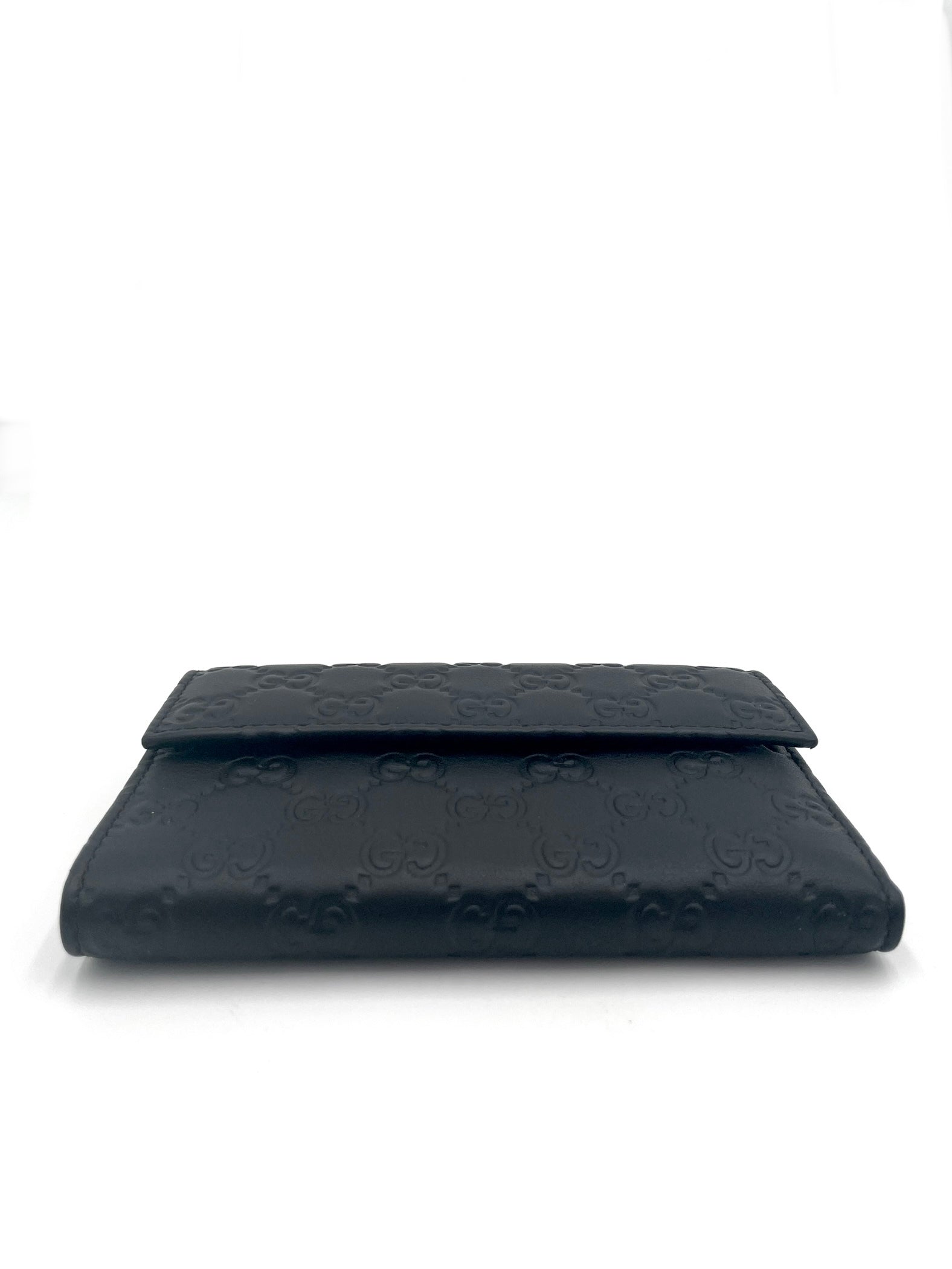 GUCCI BLACK GUCCISSIMA LEATHER CONTINENTAL FLAP WALLET