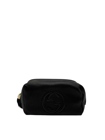 GUCCI SOHO BLACK CALFSKIN COSMETIC POUCH