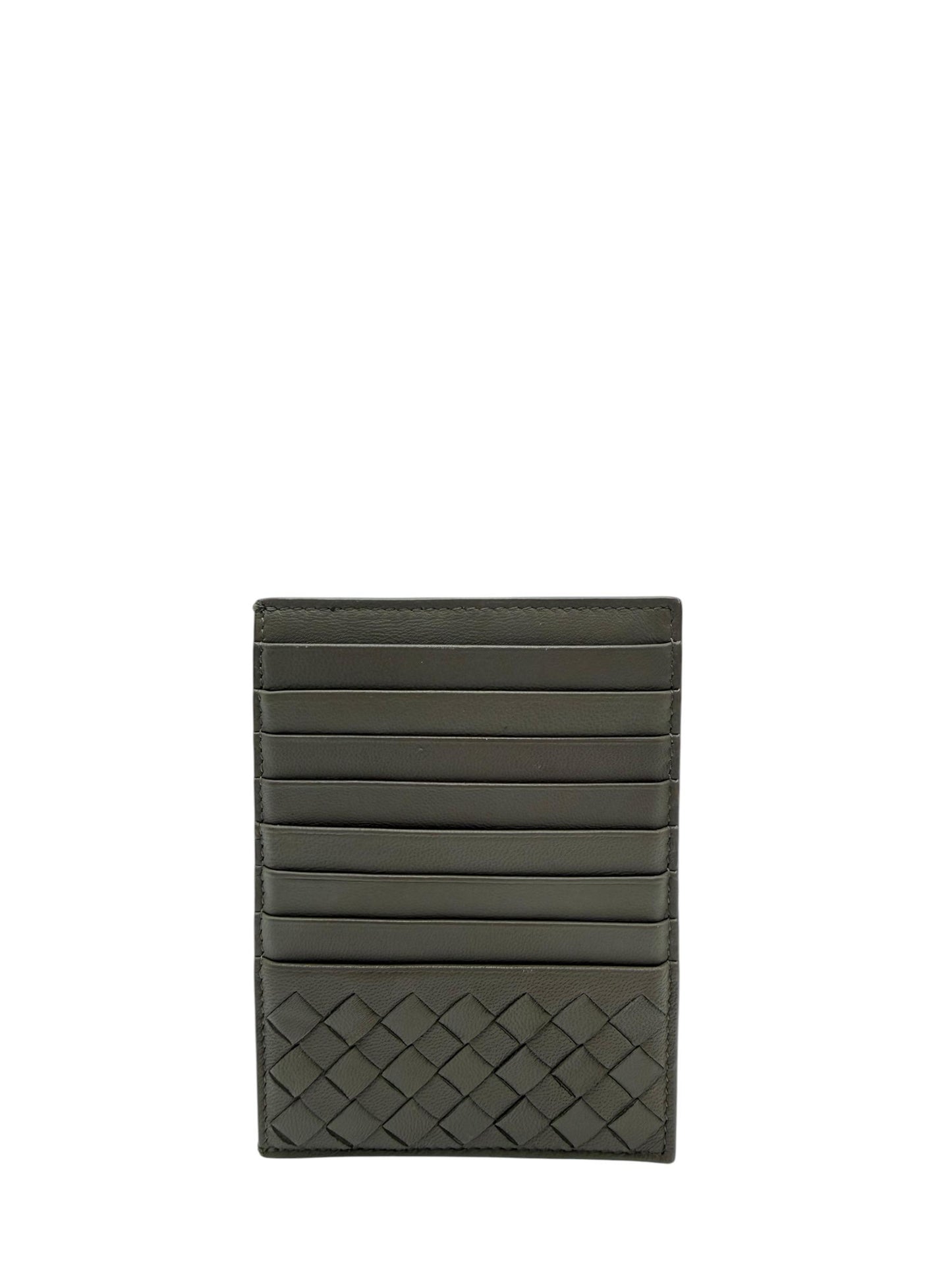 BOTTEGA VENETA GRAY LAMBSKIN CARD HOLDER